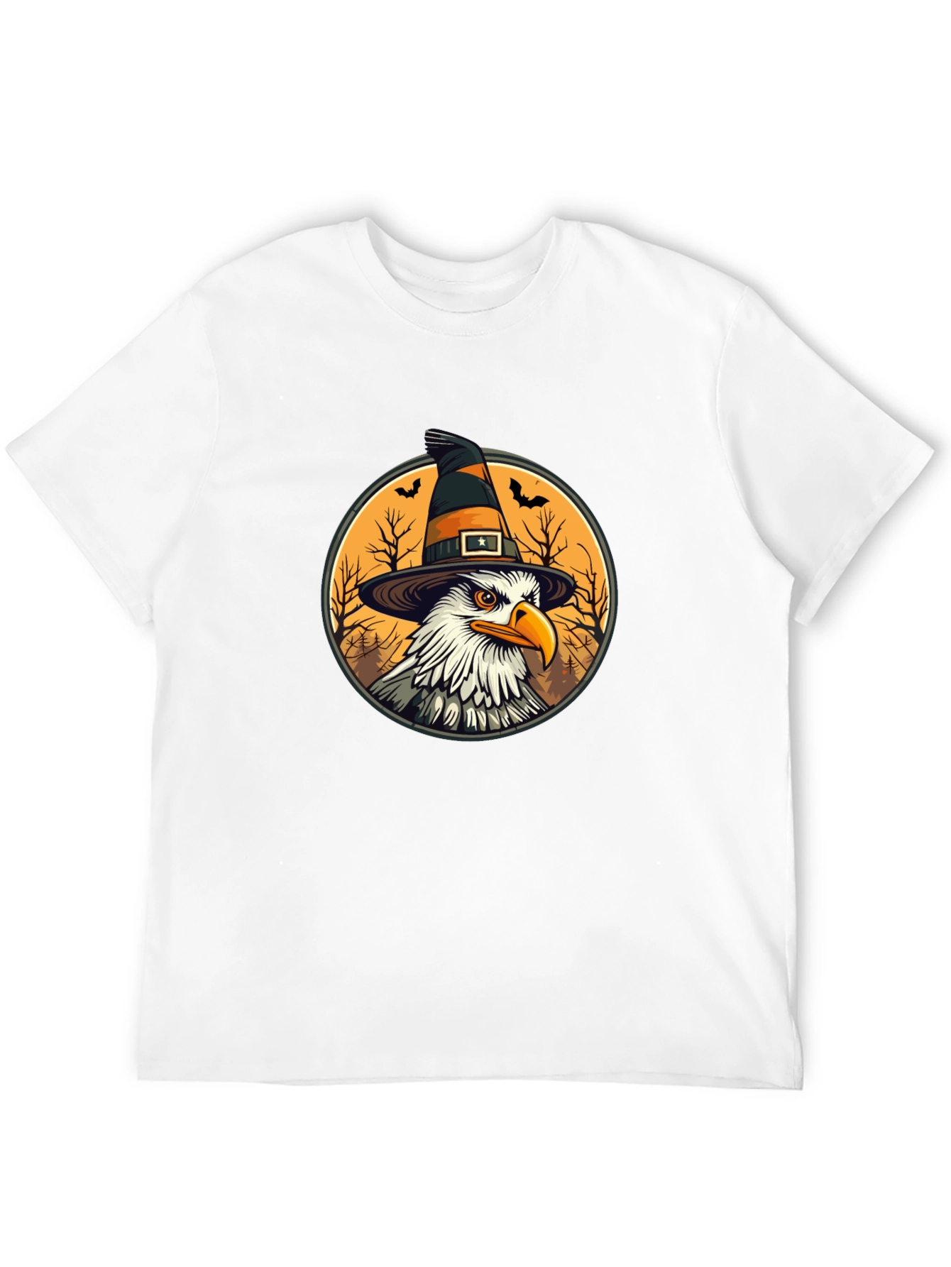 Bald Eagle Witch Hat Black T-Shirt