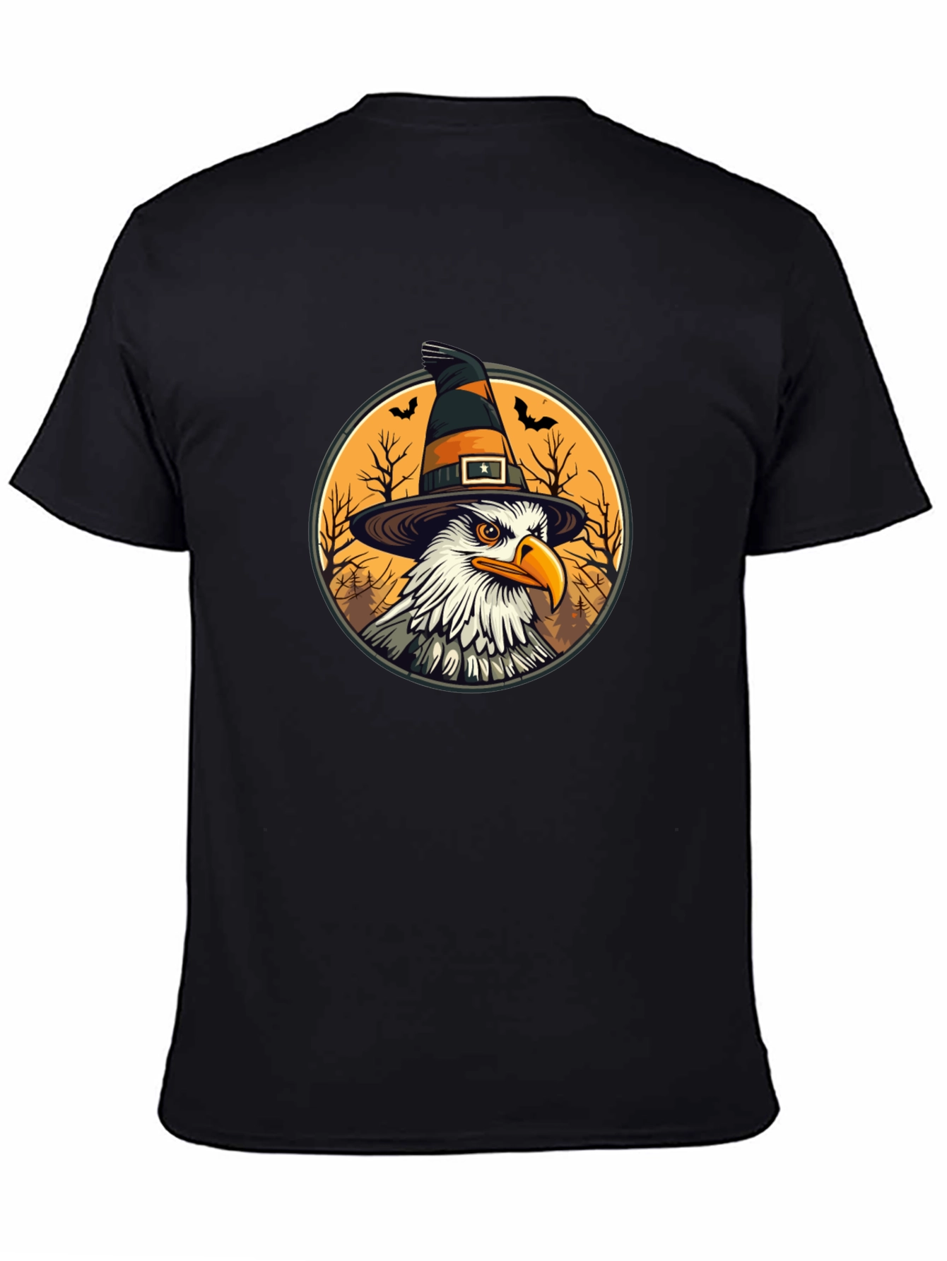 Bald Eagle Witch Hat Black T-Shirt