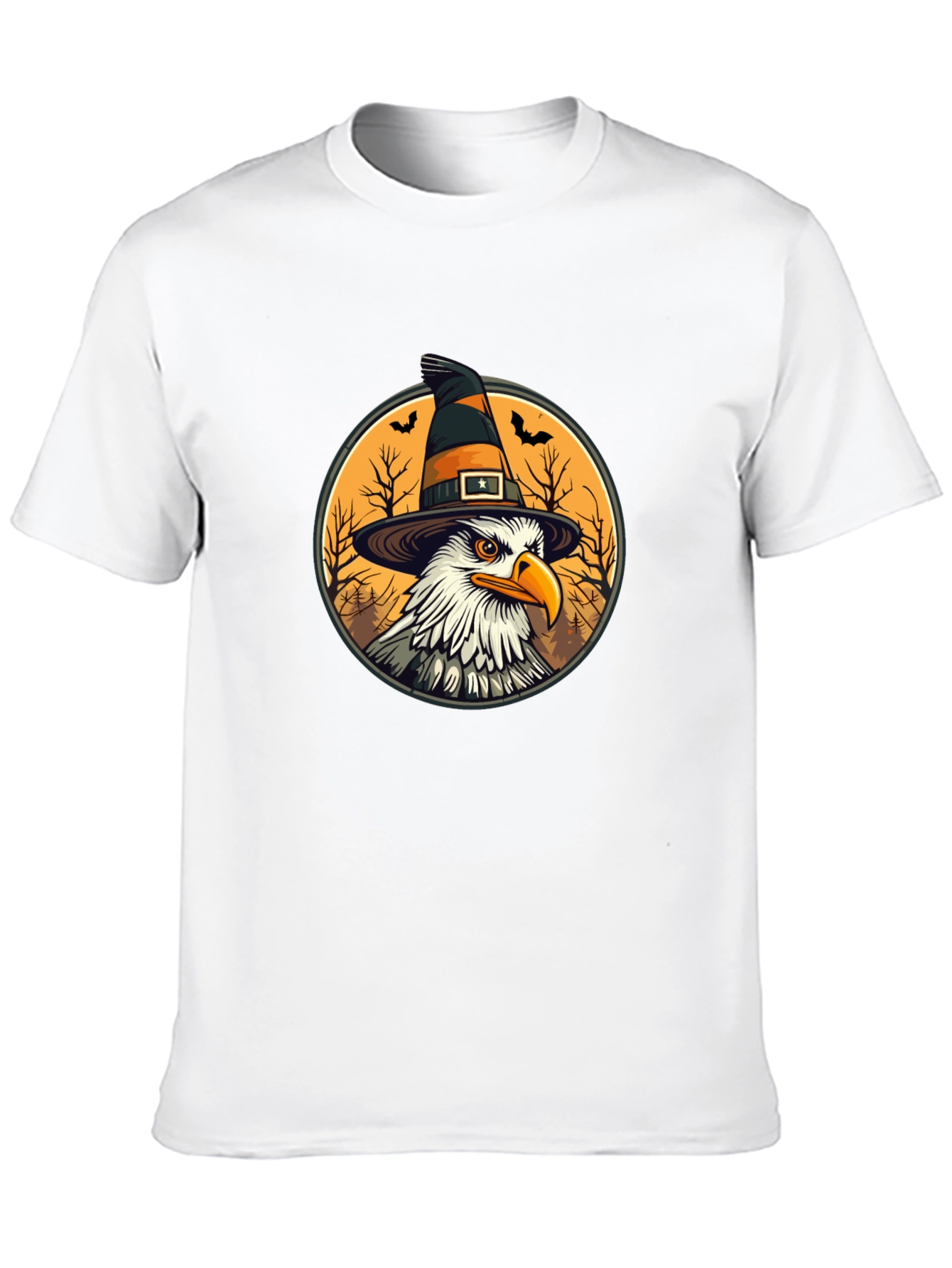 Bald Eagle Witch Hat Black T-Shirt