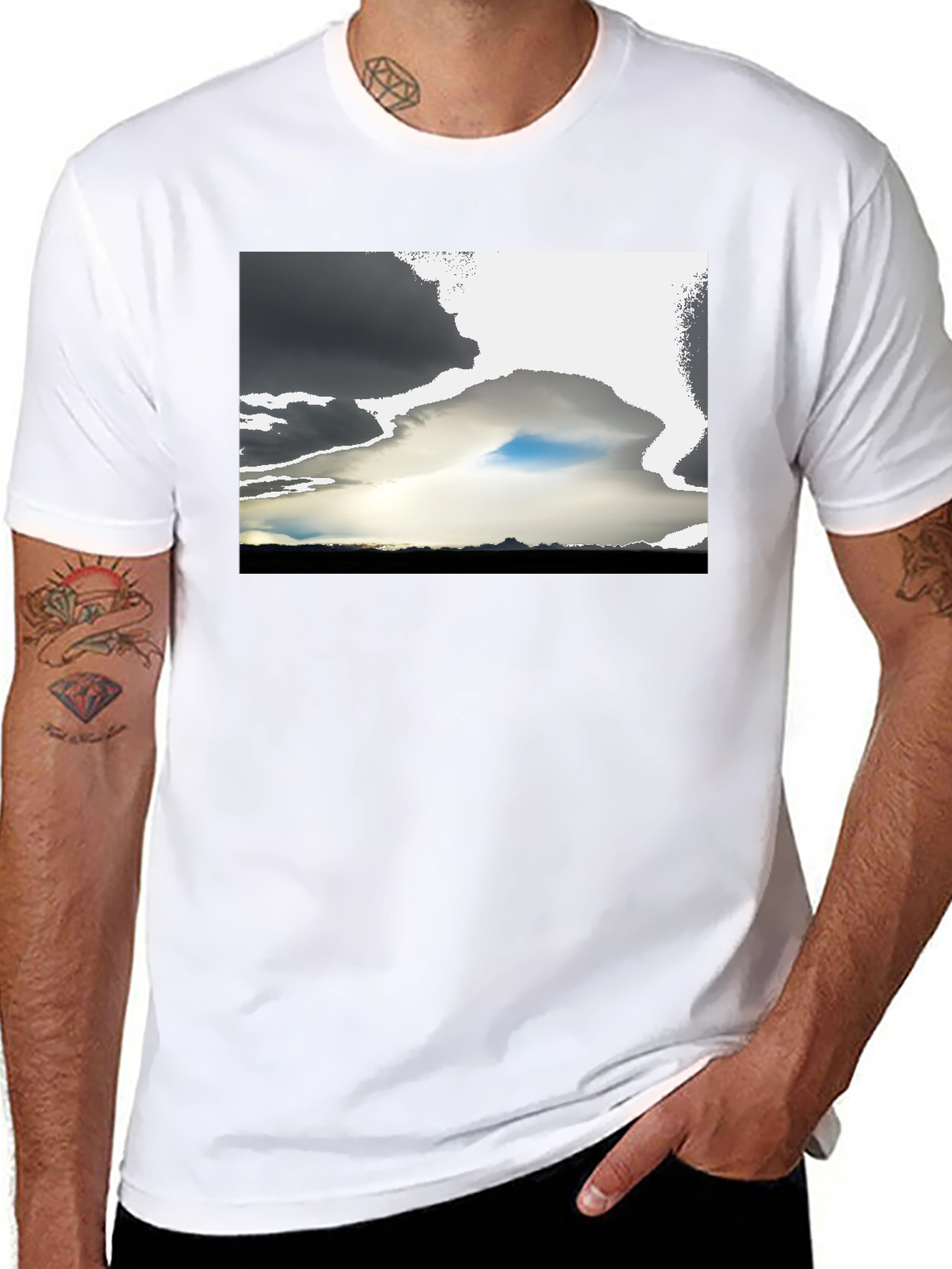 Dramatic Sky Graphic Tee - Black Cotton Blend