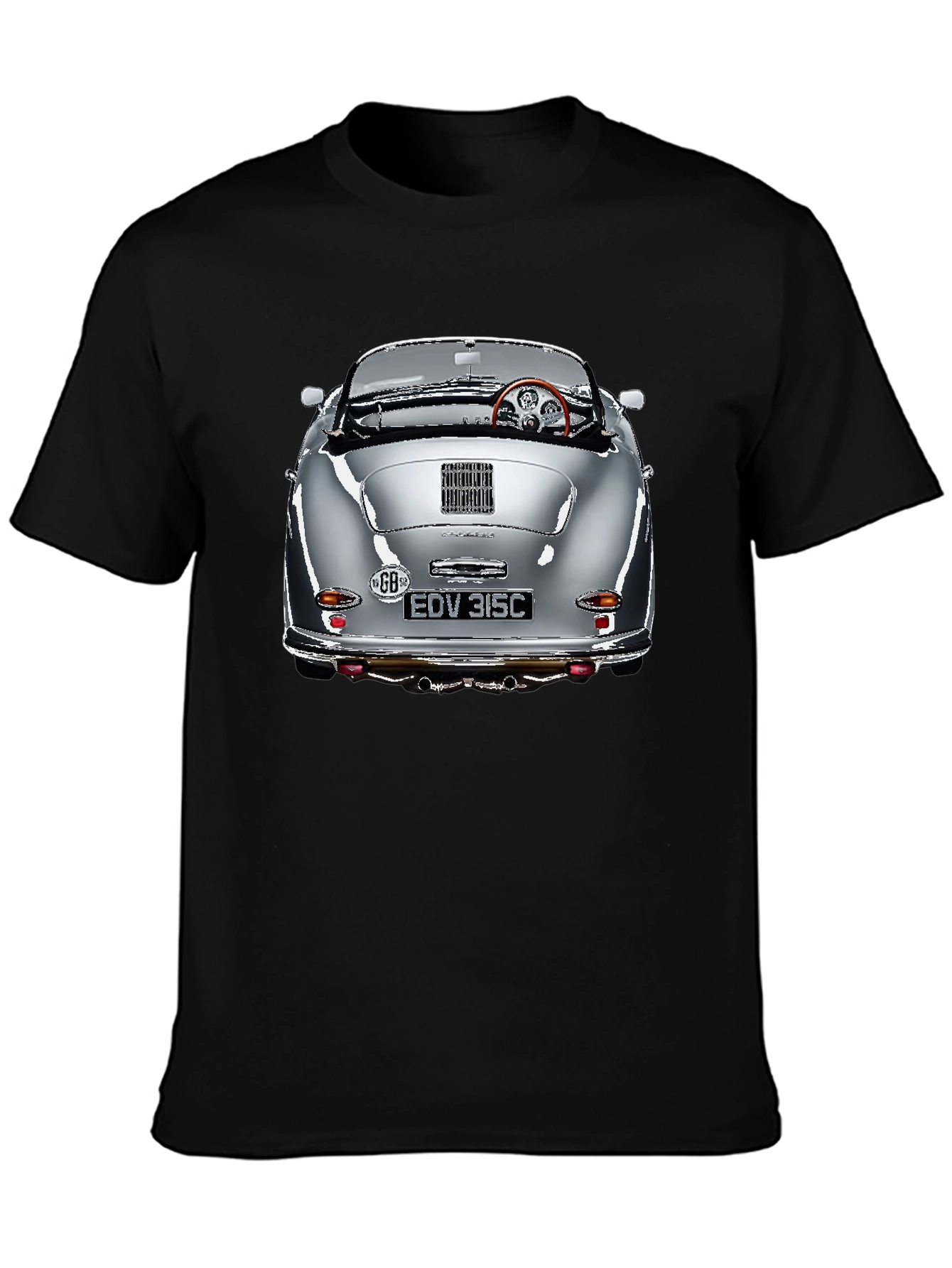 Classic Car Graphic Tee - Silver Roadster Design