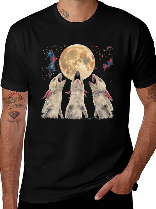 Axolotl Moon T-Shirt - Galaxy Howling Amphibian Tee