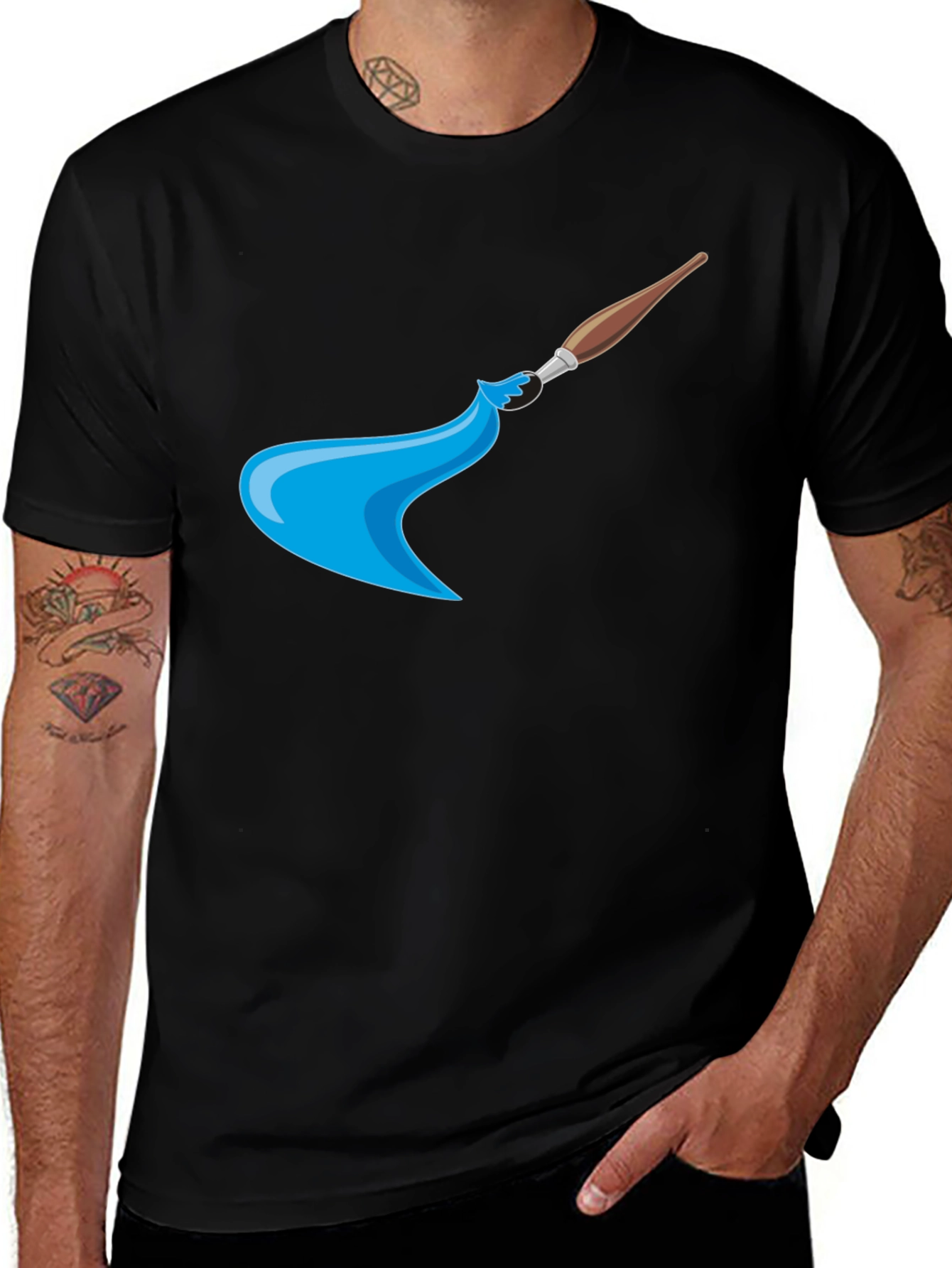 Artist Paintbrush Graphic Black T-Shirt