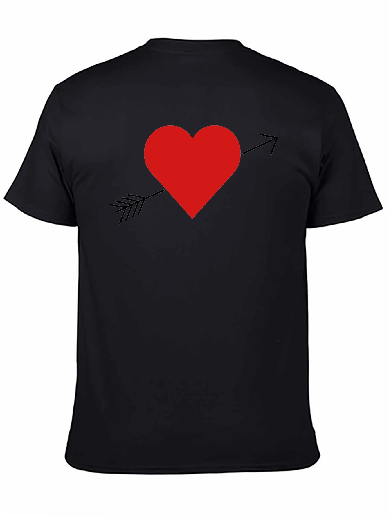 Heart Arrow Graphic T-Shirt - Black Cotton Blend