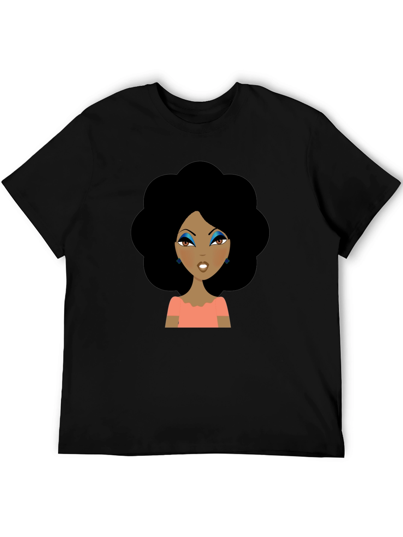 Afro Woman Graphic Tee - Black Cotton T-Shirt