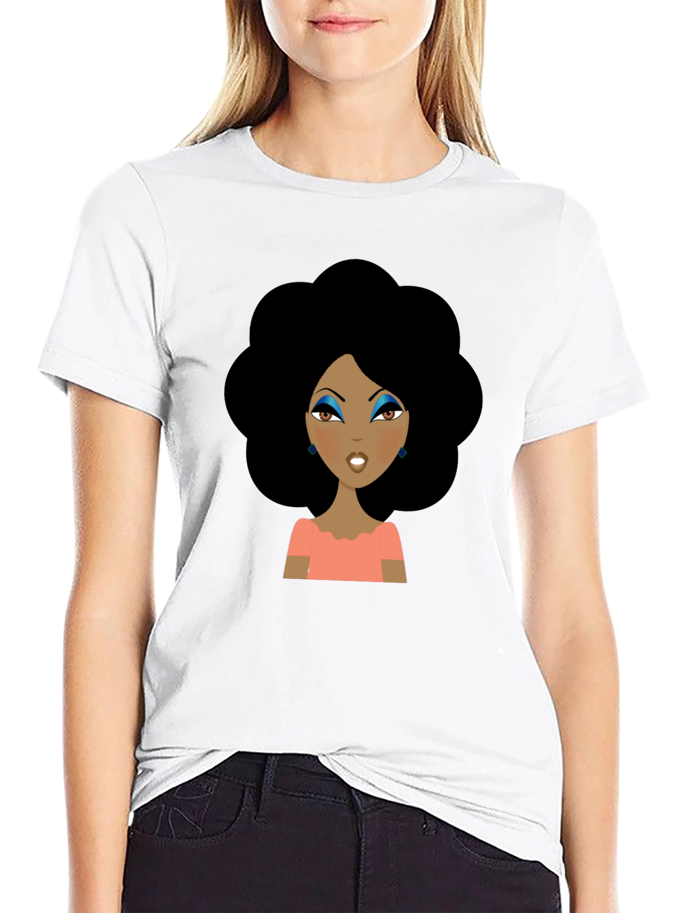 Afro Woman Graphic Tee - Black Cotton T-Shirt