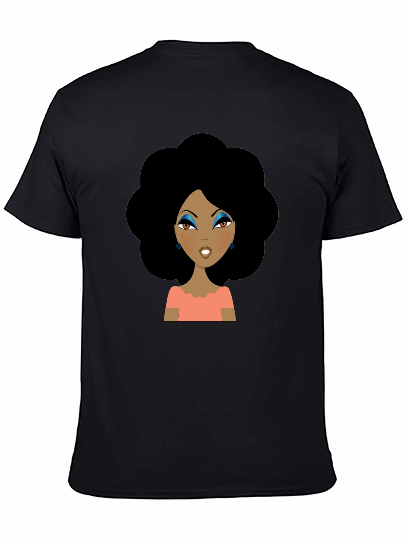Afro Woman Graphic Tee - Black Cotton T-Shirt