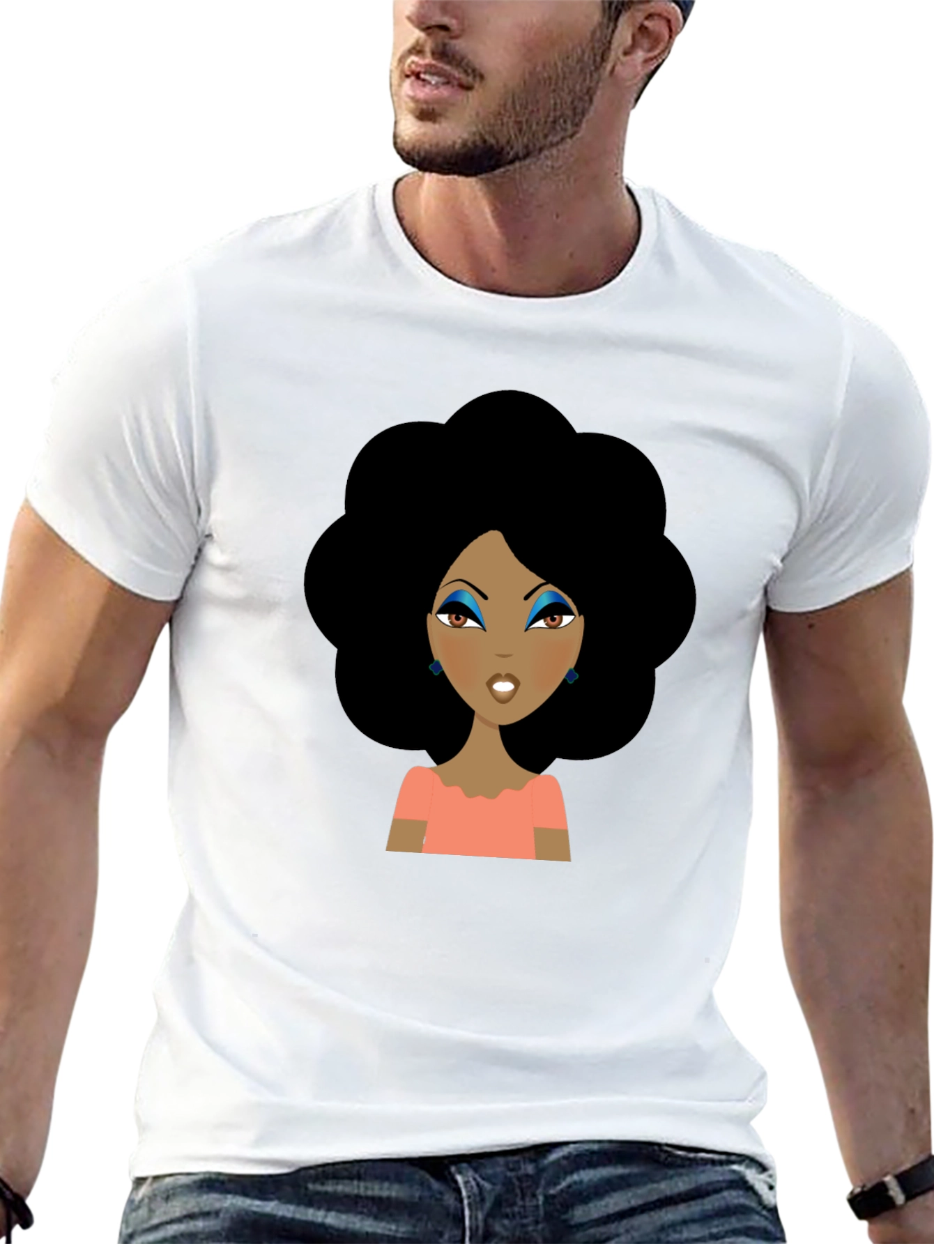 Afro Woman Graphic Tee - Black Cotton T-Shirt