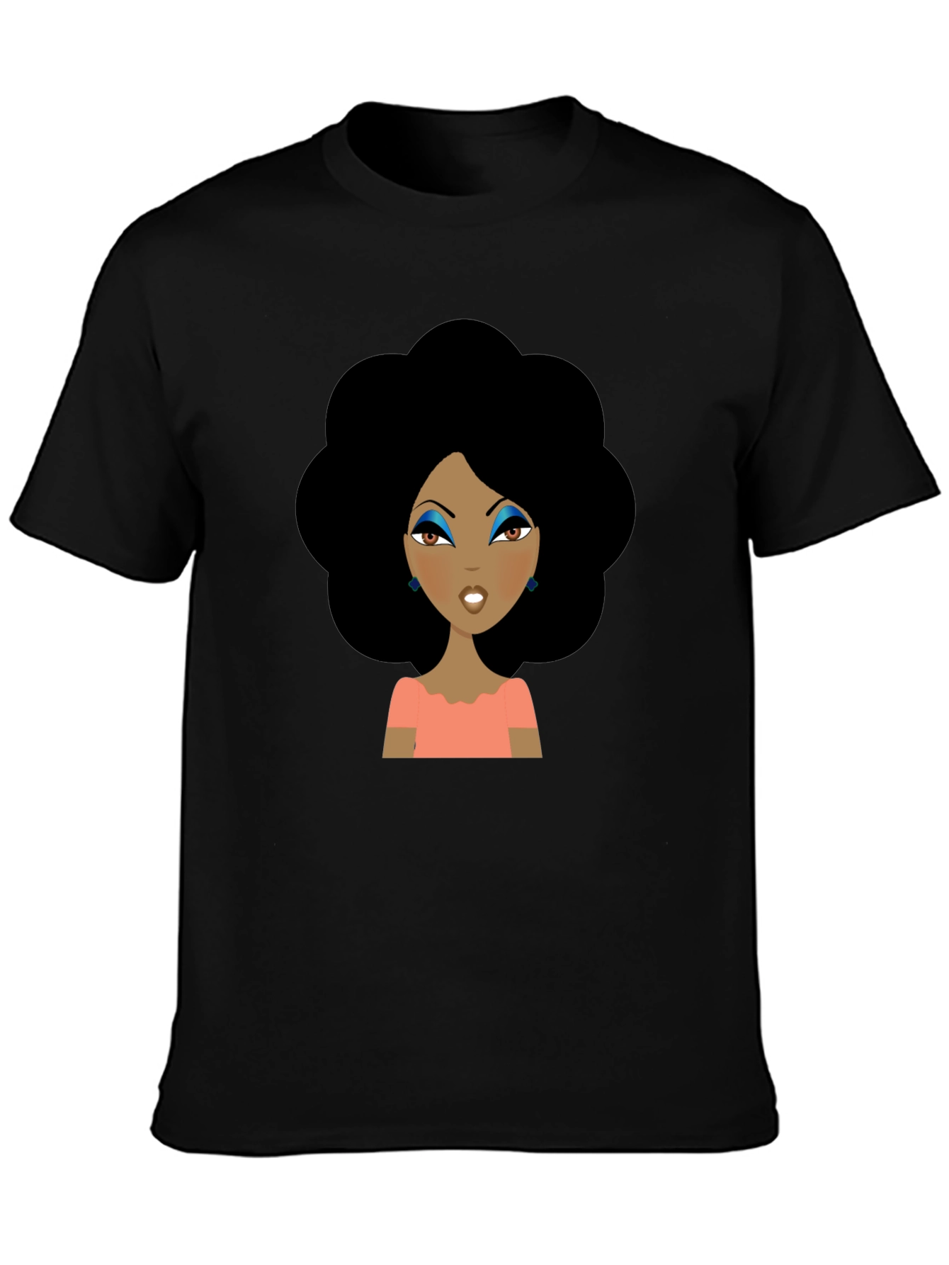 Afro Woman Graphic Tee - Black Cotton T-Shirt