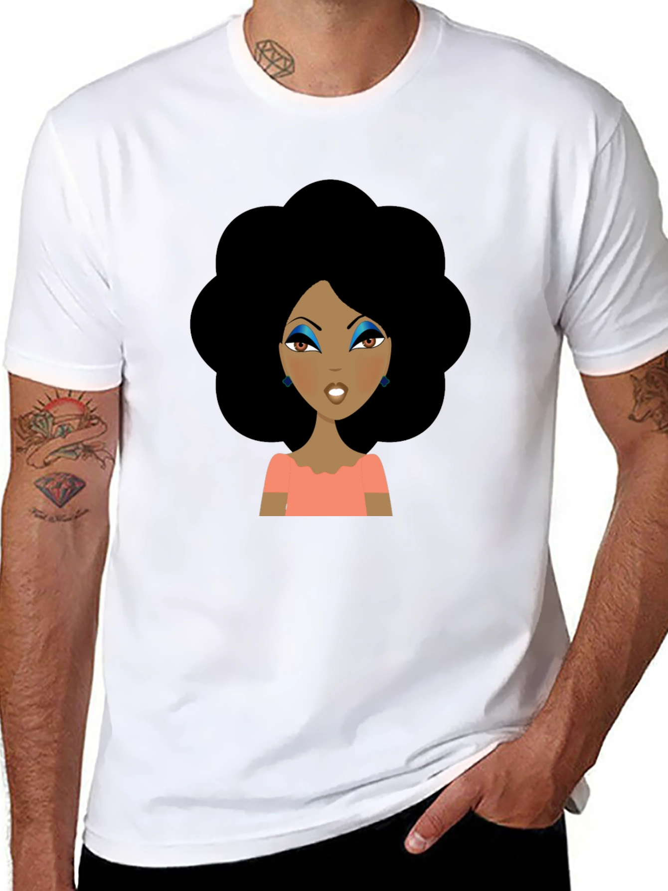 Afro Woman Graphic Tee - Black Cotton T-Shirt
