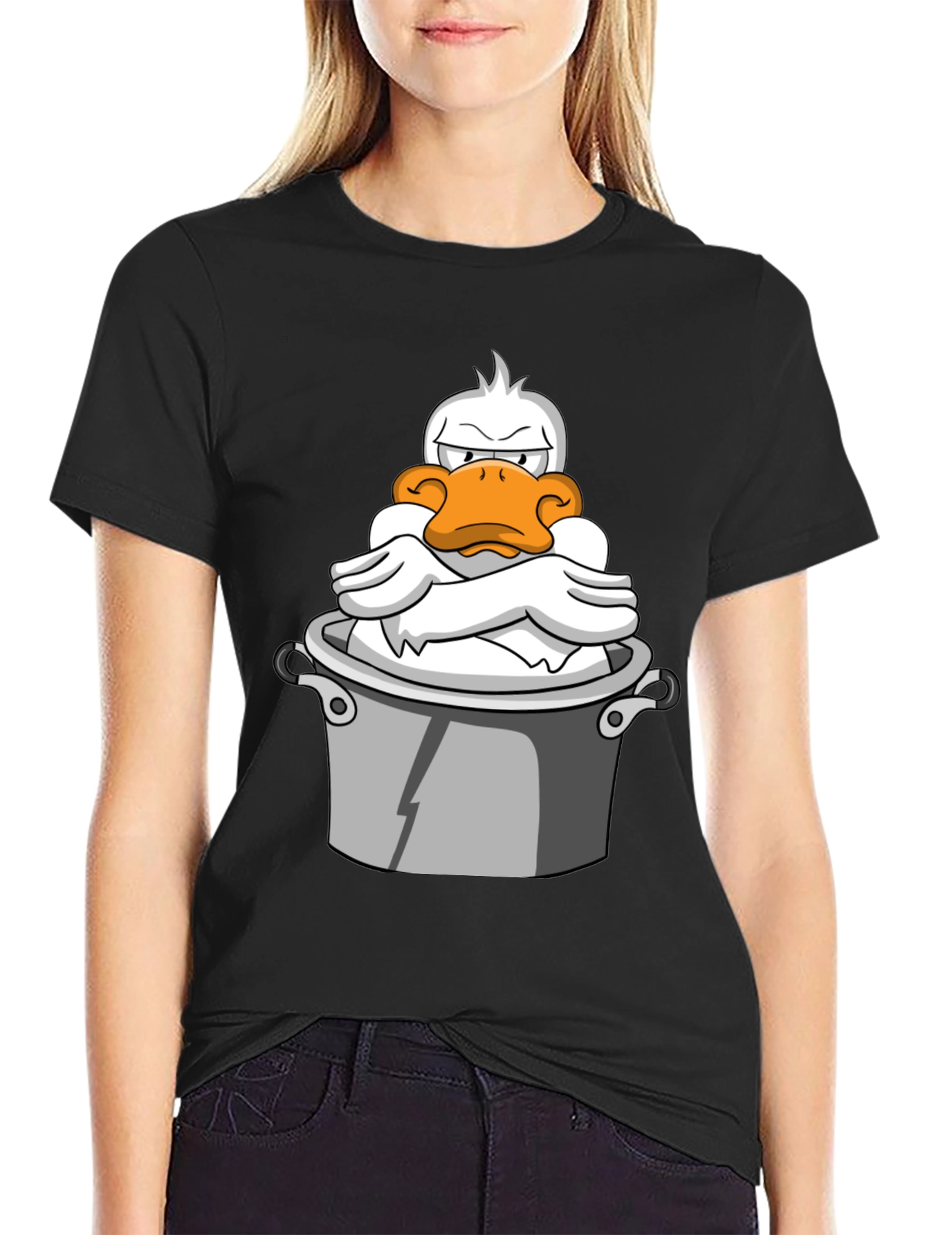 Grumpy Duck in a Pot Graphic T-Shirt