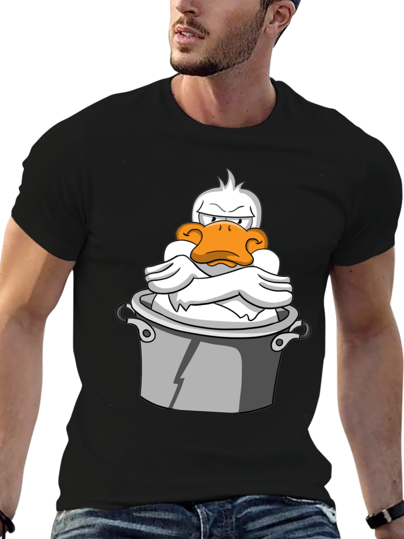 Grumpy Duck in a Pot Graphic T-Shirt