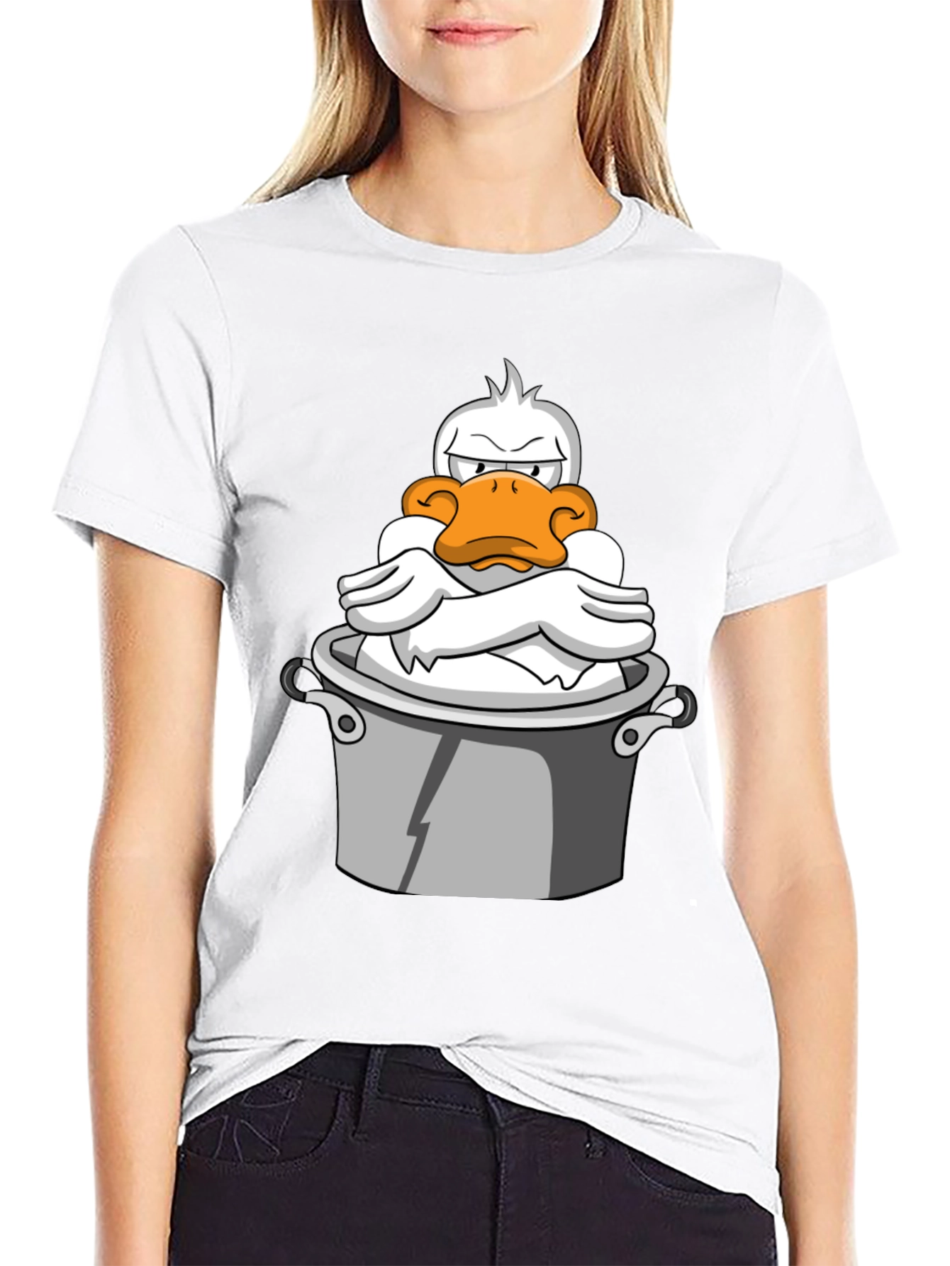 Grumpy Duck in a Pot Graphic T-Shirt