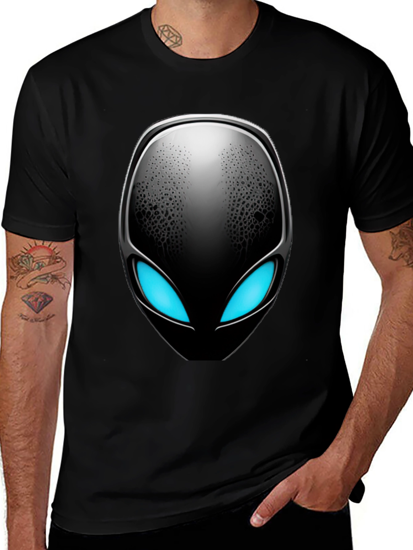 Alien Head Graphic Black T-Shirt