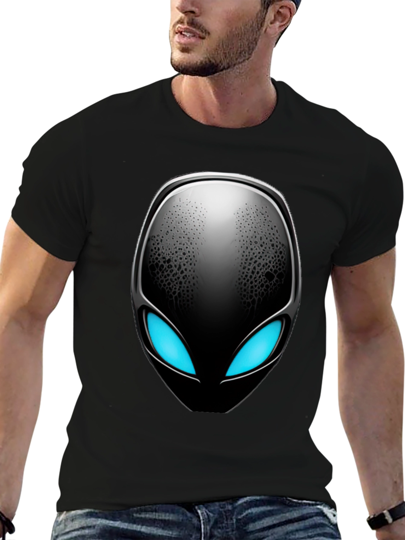 Alien Head Graphic Black T-Shirt