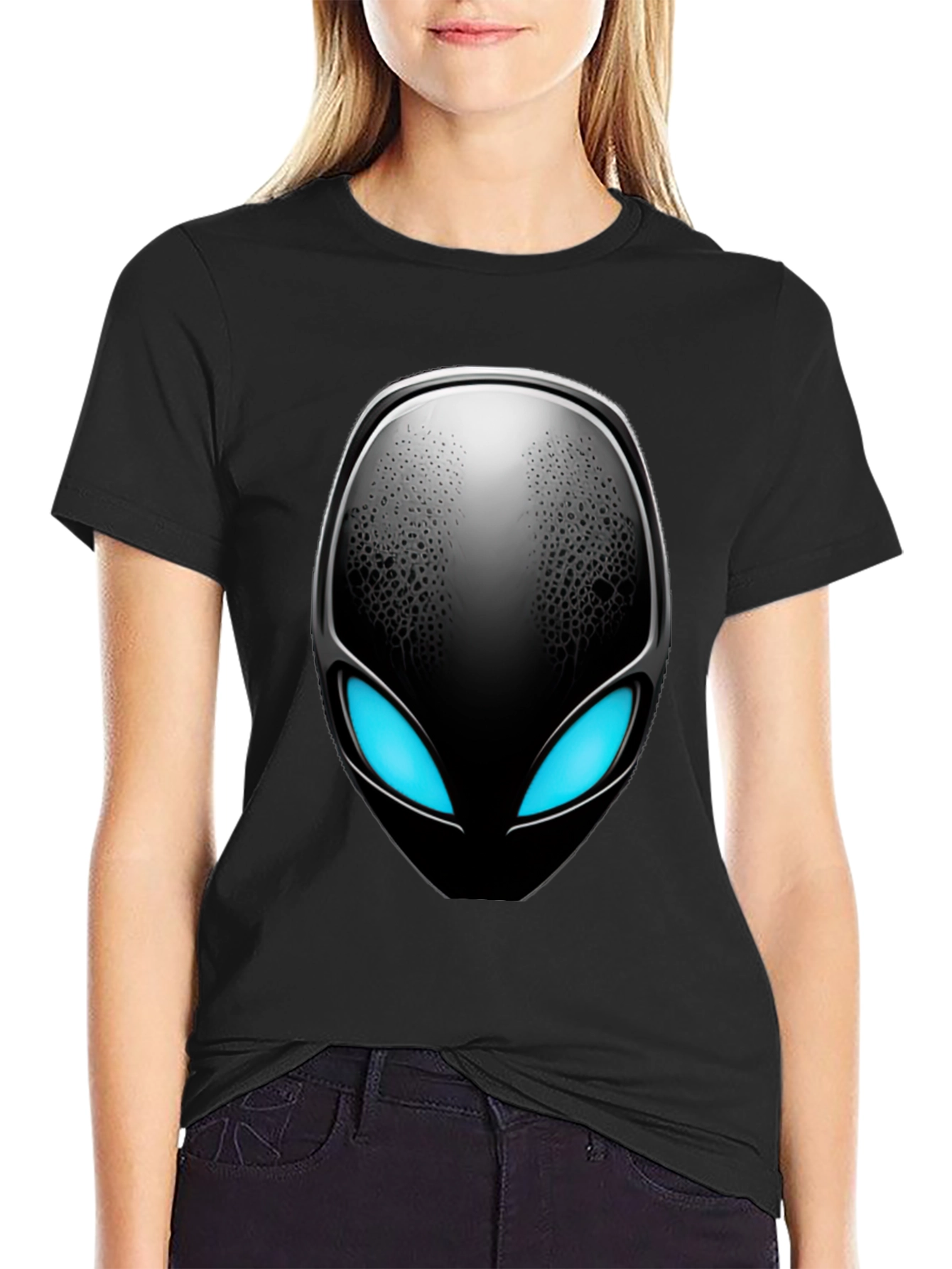 Alien Head Graphic Black T-Shirt