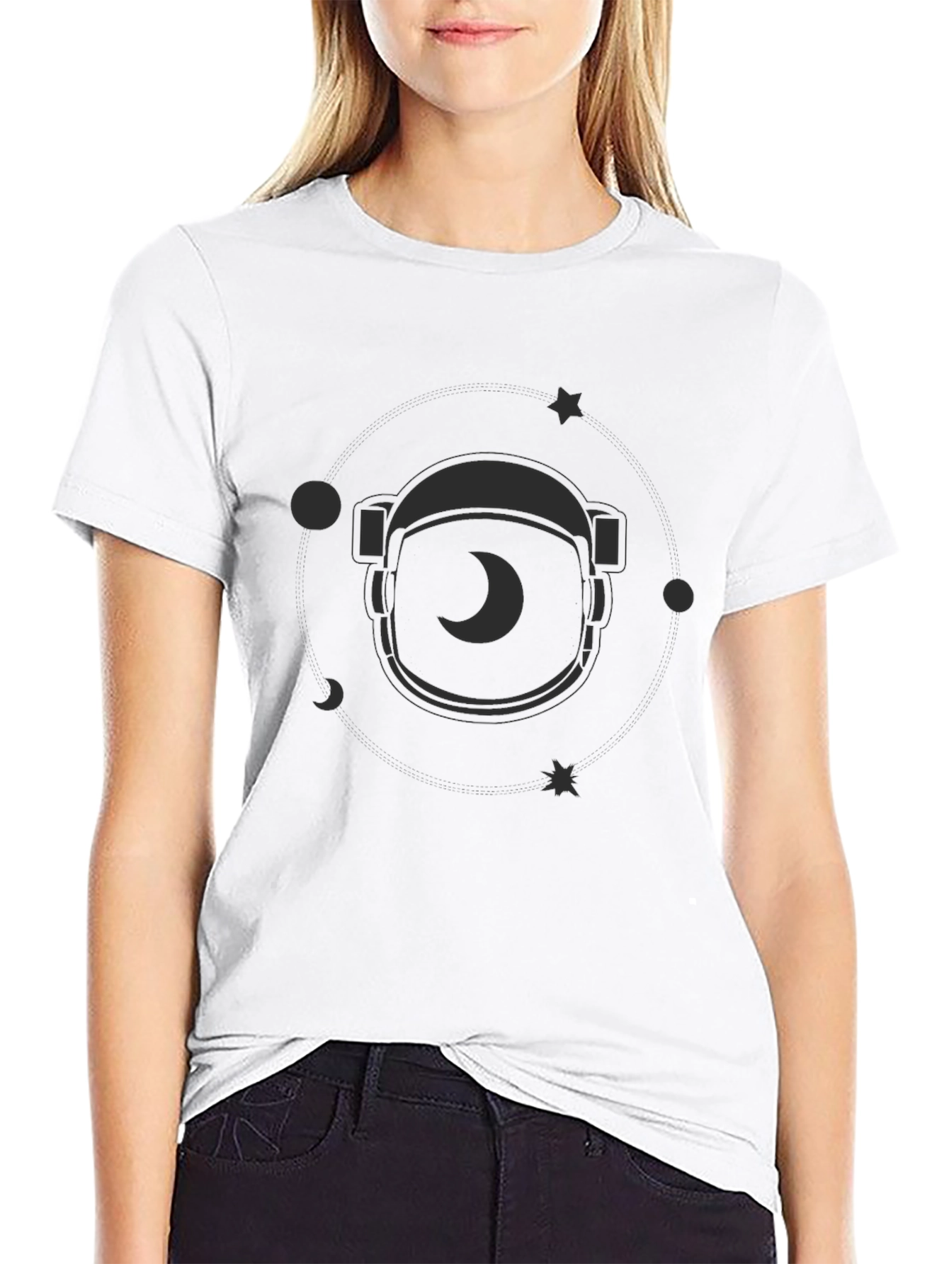 Astronaut Helmet Graphic Print Tee - Mens Black T-Shirt