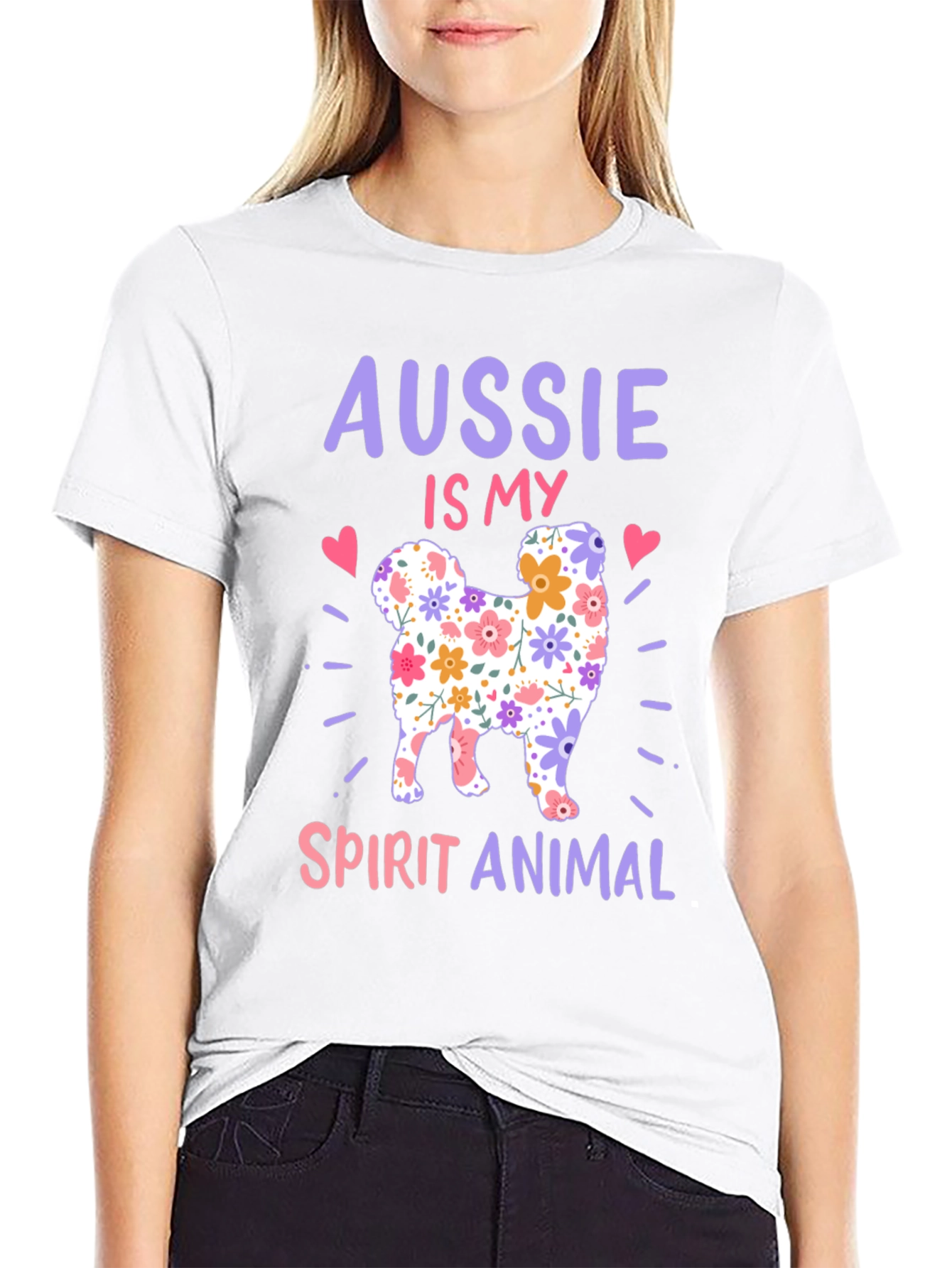 Aussie Spirit Animal Floral Dog T-Shirt