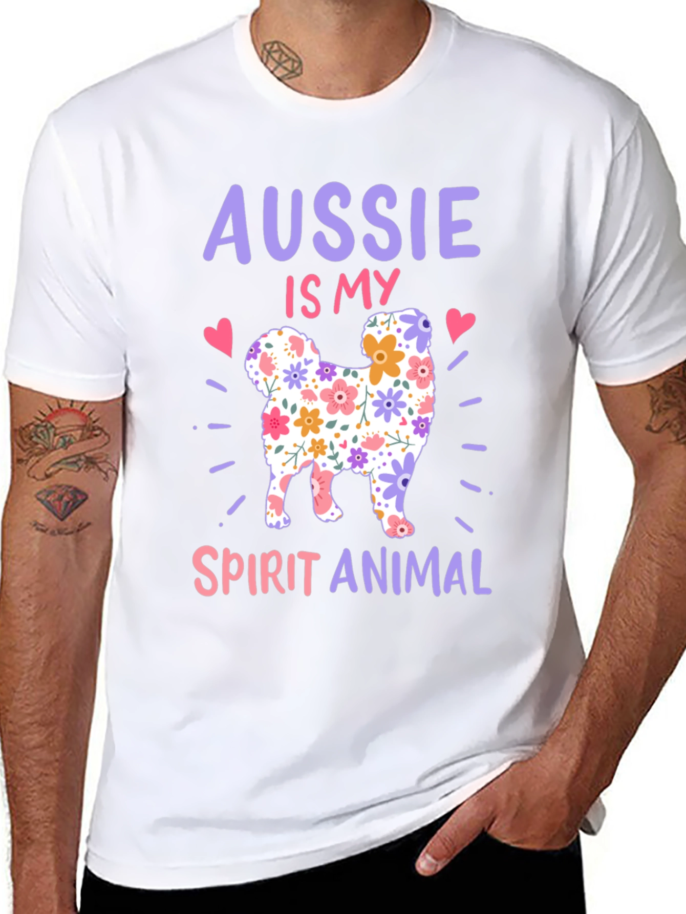 Aussie Spirit Animal Floral Dog T-Shirt
