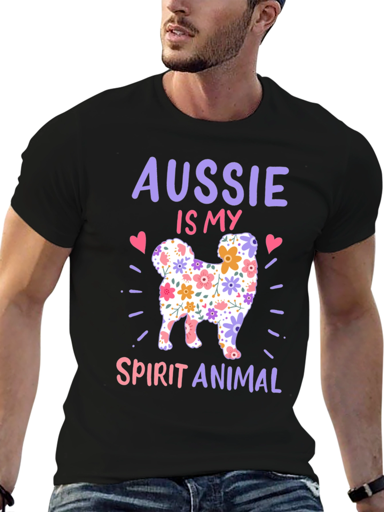 Aussie Spirit Animal Floral Dog T-Shirt