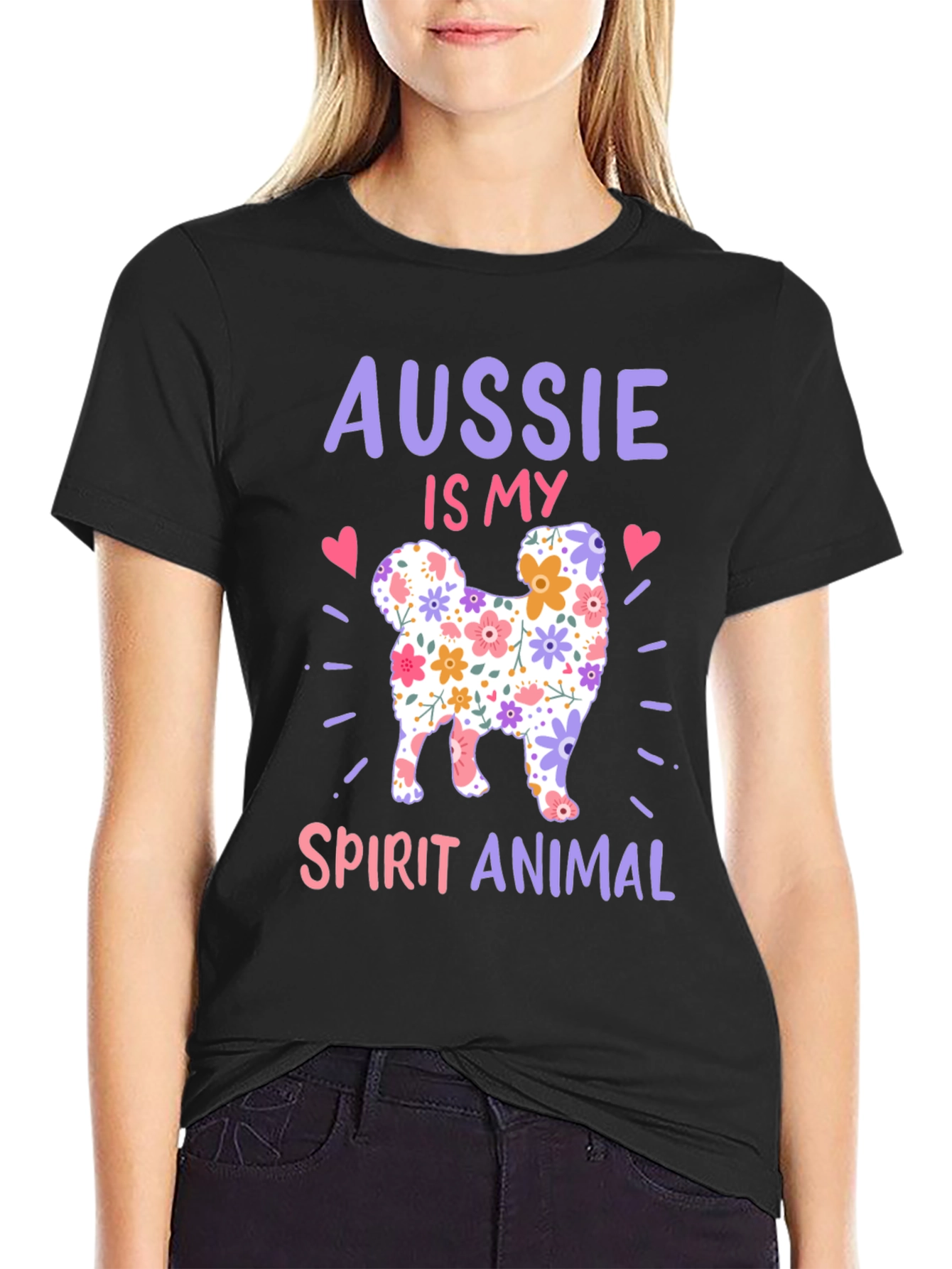 Aussie Spirit Animal Floral Dog T-Shirt