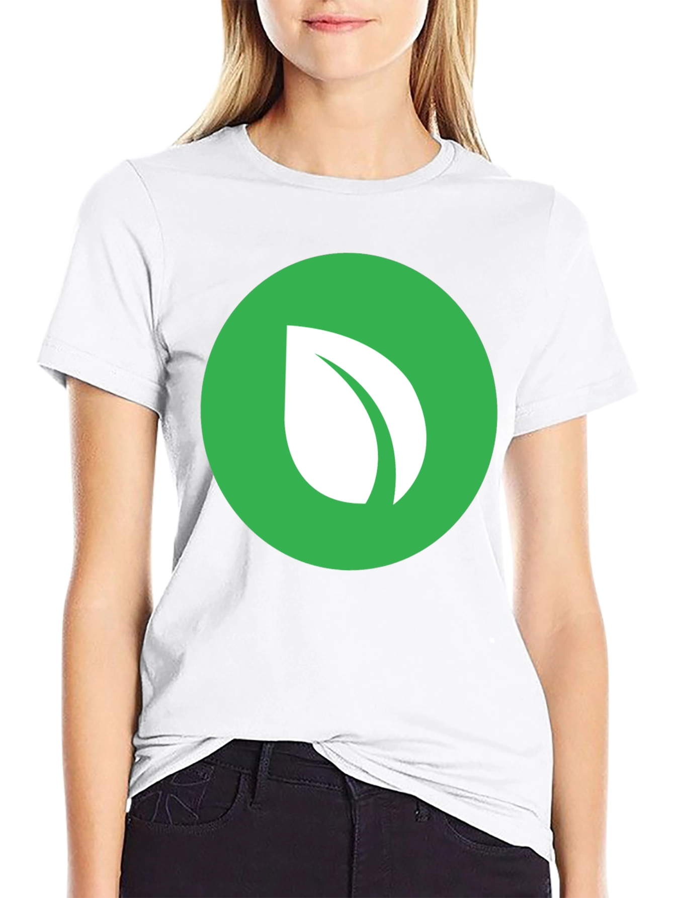 Green Leaf Logo Black T-Shirt
