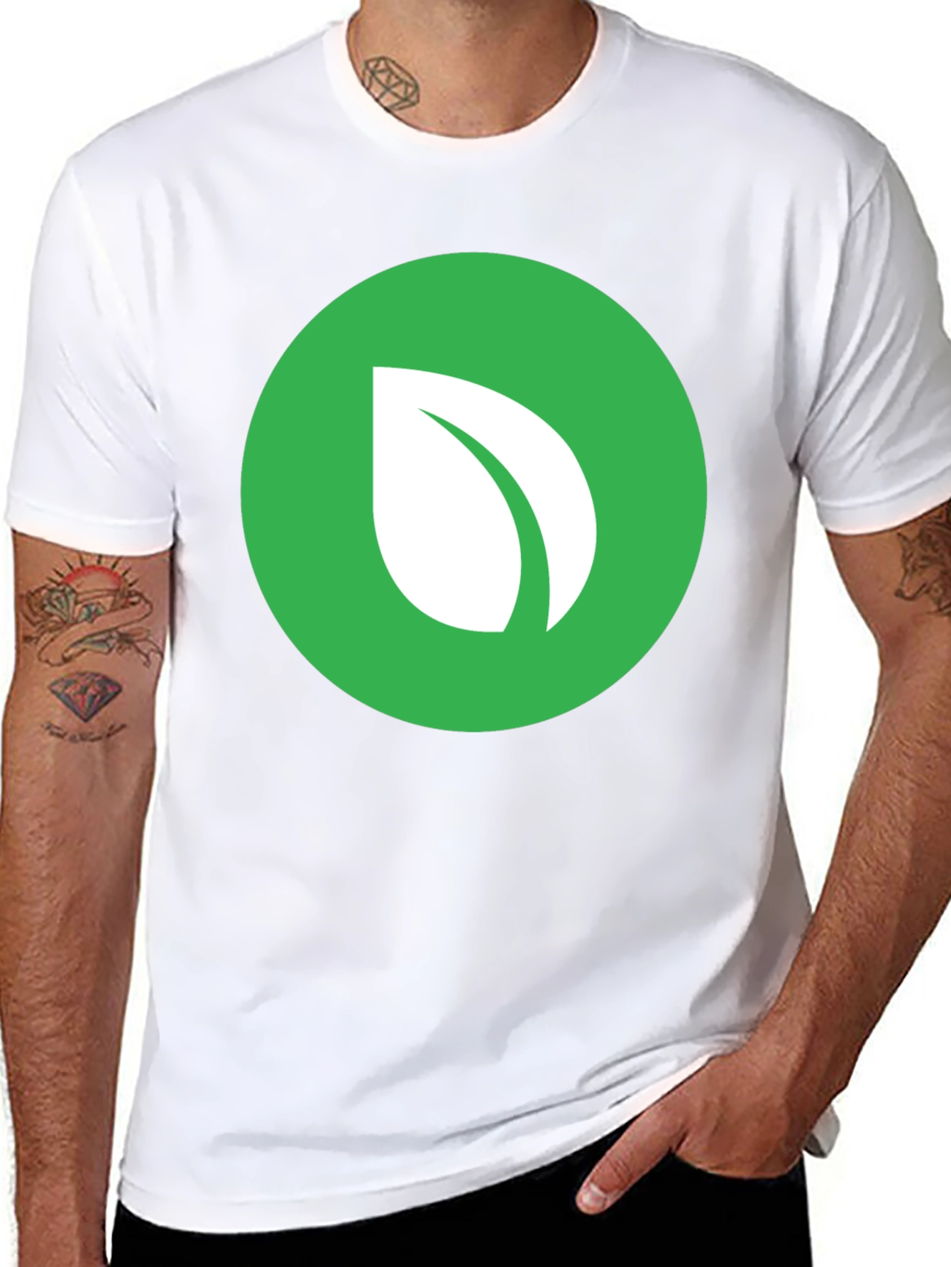 Green Leaf Logo Black T-Shirt