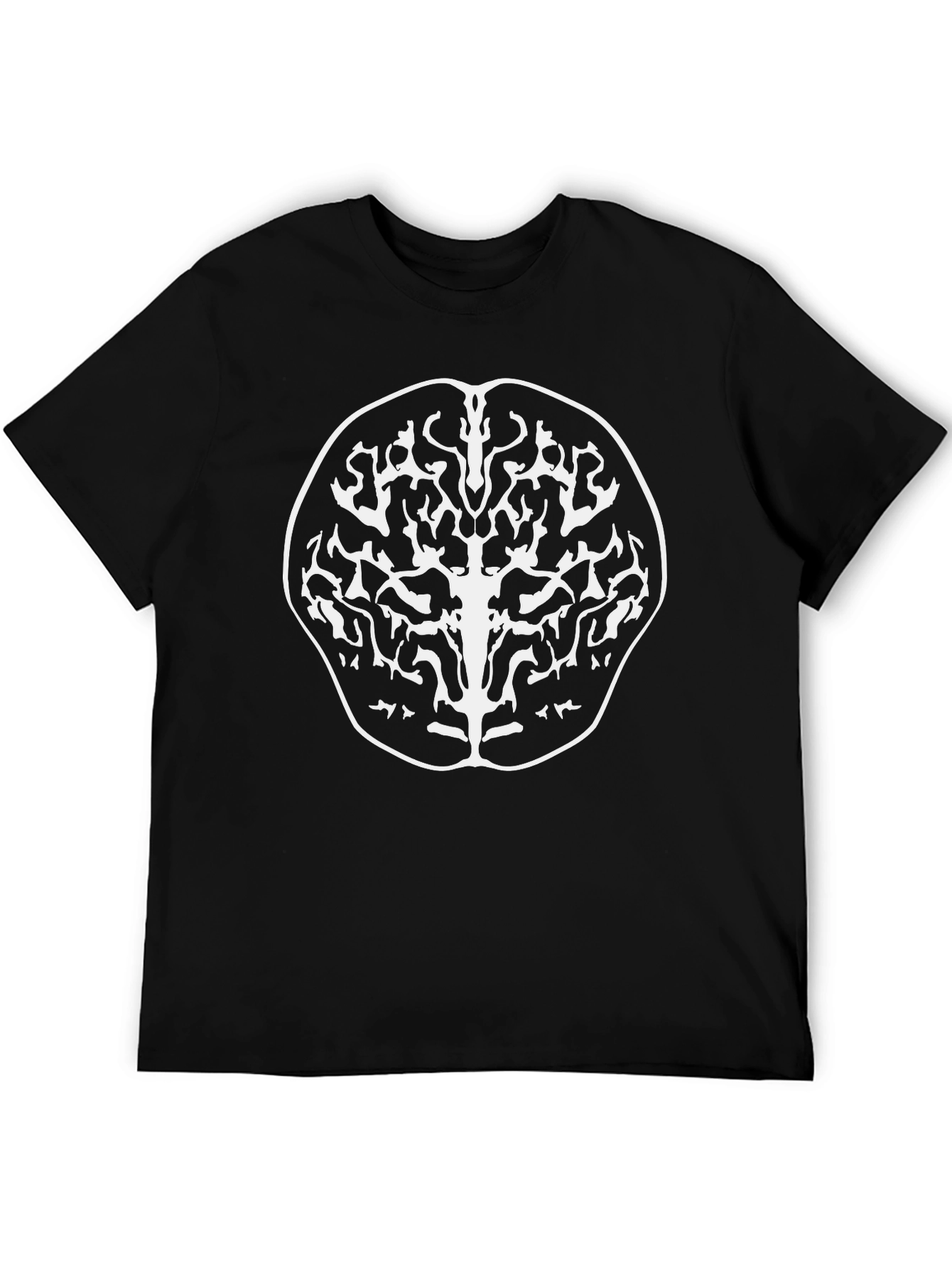 Abstract Brain Tree Graphic Tee - Black