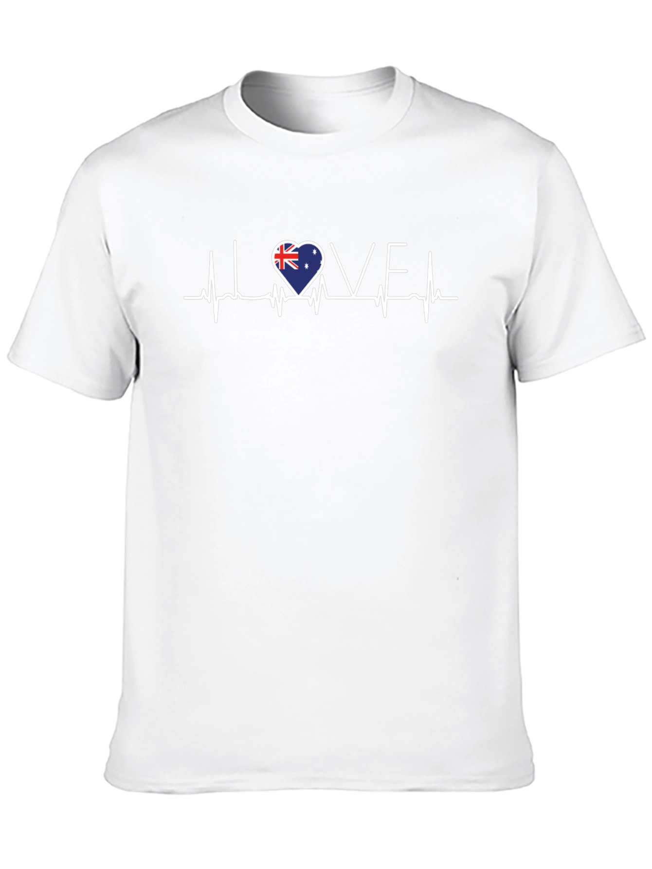 I Love Australia Heartbeat T-Shirt - Mens Black Tee