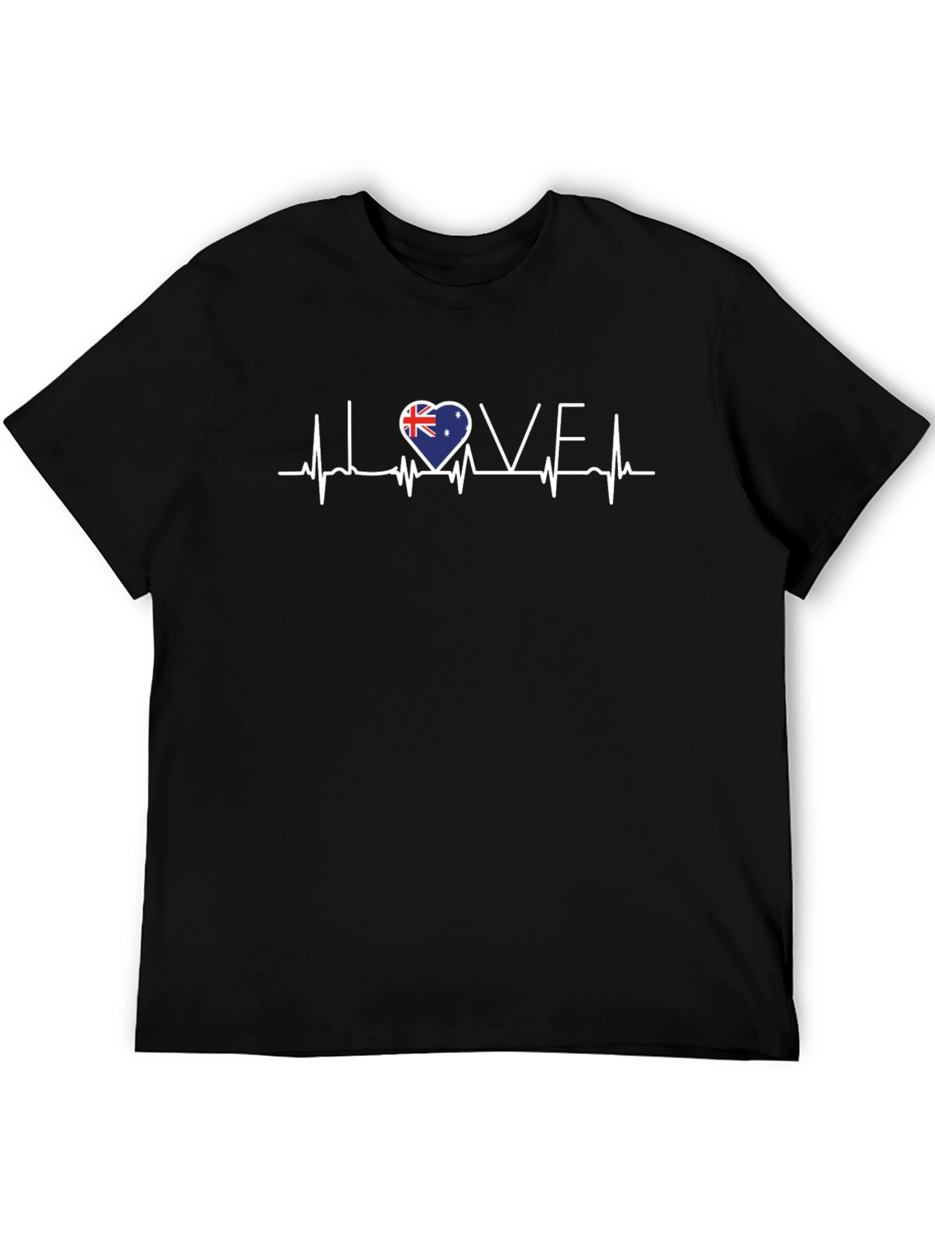 I Love Australia Heartbeat T-Shirt - Mens Black Tee