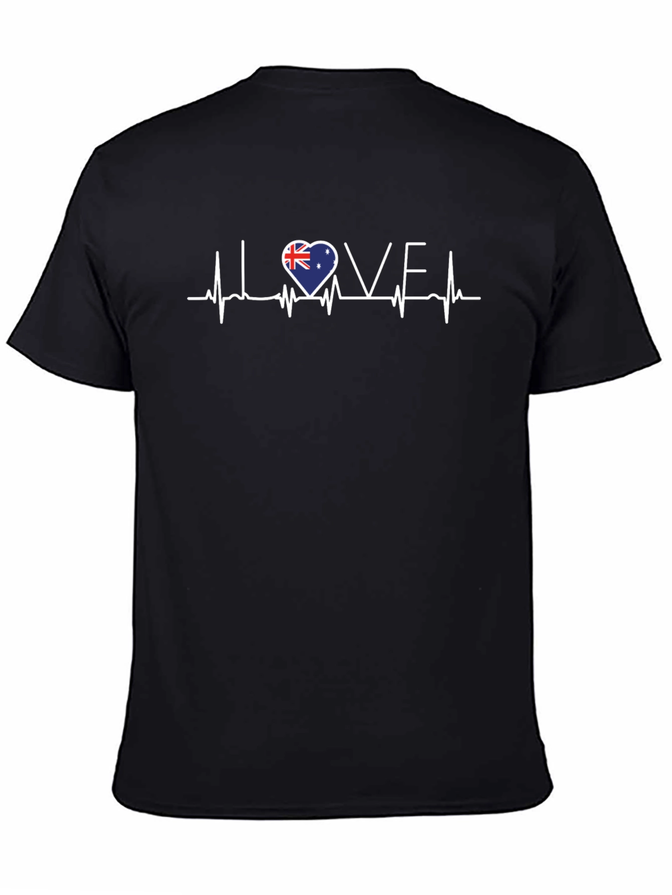 I Love Australia Heartbeat T-Shirt - Mens Black Tee