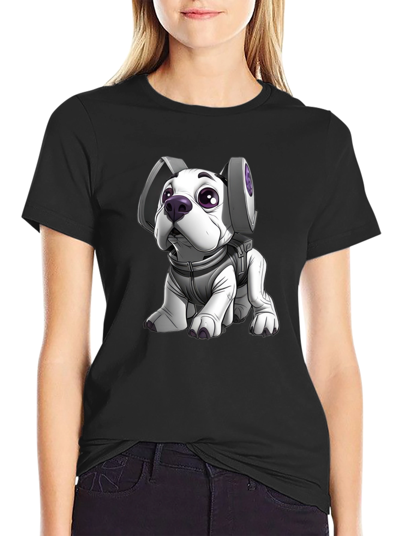 Astronaut Dog Graphic Tee - Black T-Shirt