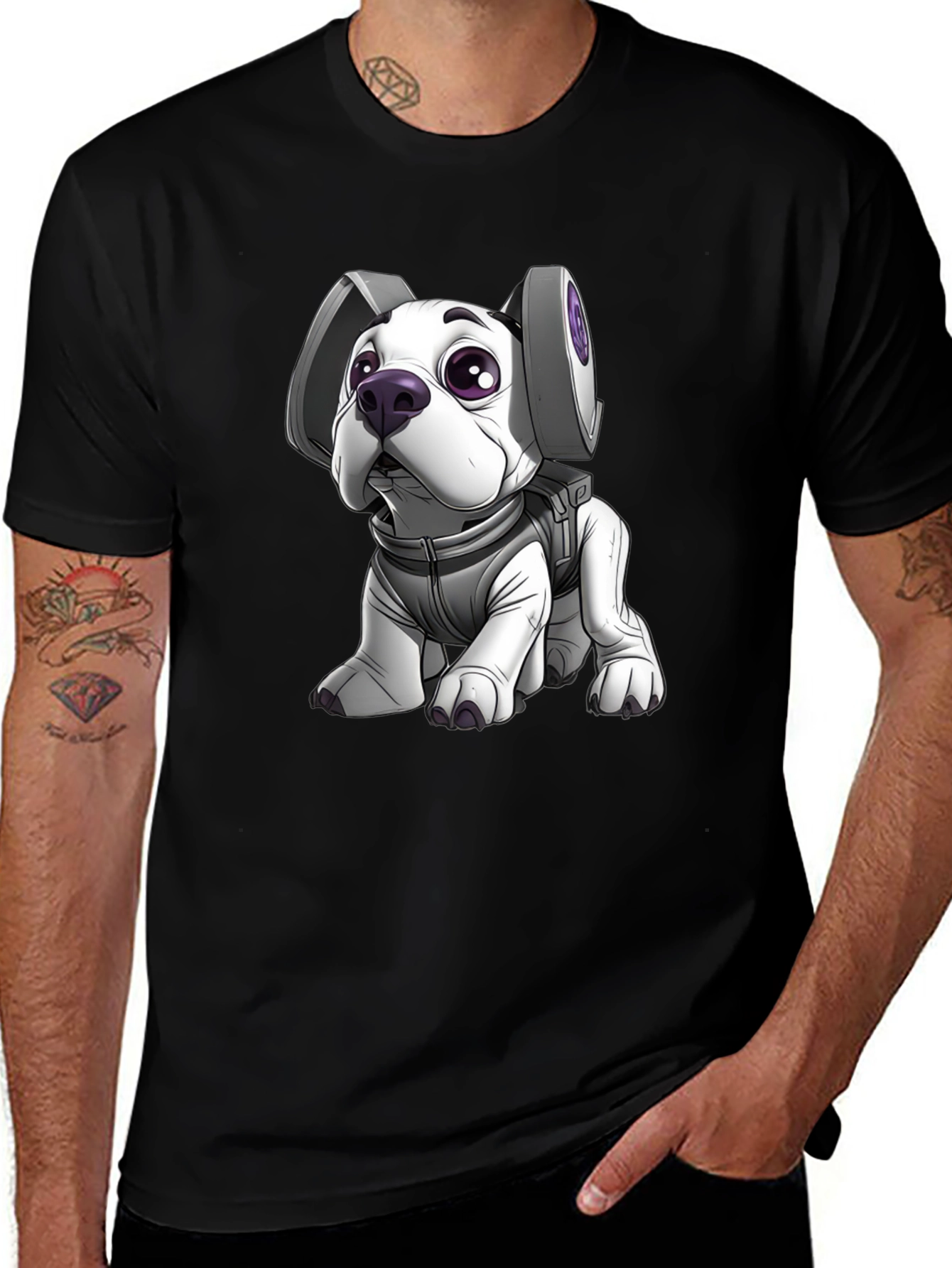 Astronaut Dog Graphic Tee - Black T-Shirt