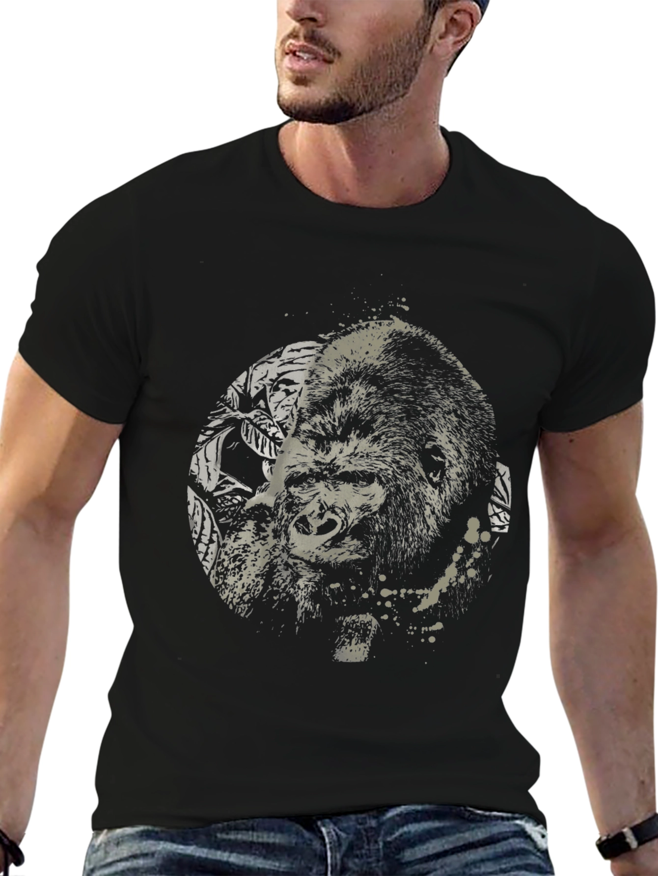 Gorilla Graphic Print Black T-Shirt