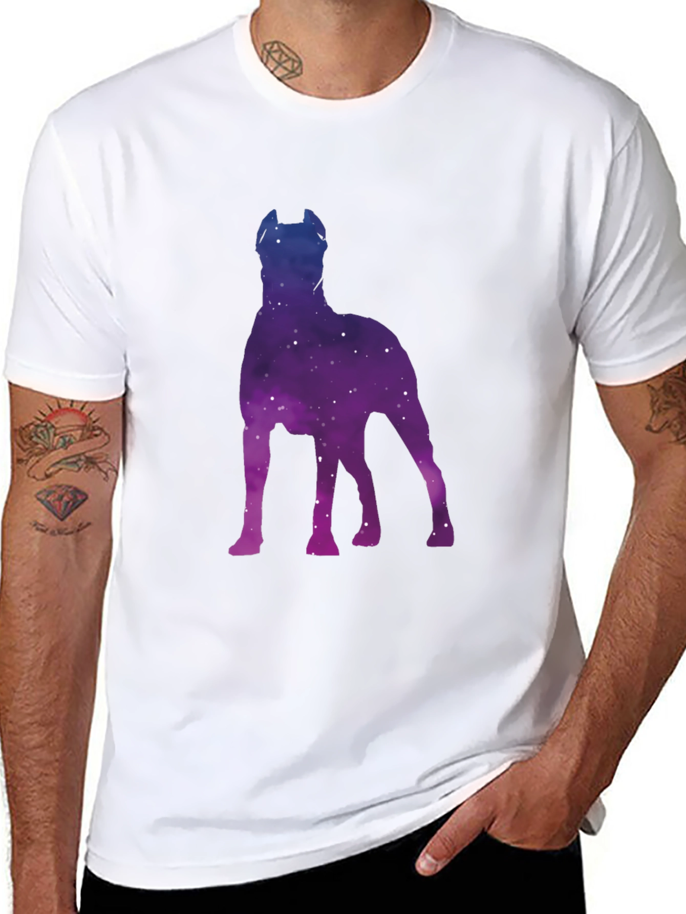 Galaxy Dog Silhouette T-Shirt - Black