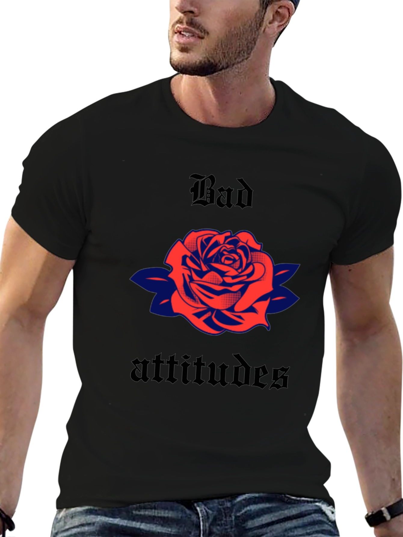 Bad Attitudes Rose Graphic Tee - Classic Style