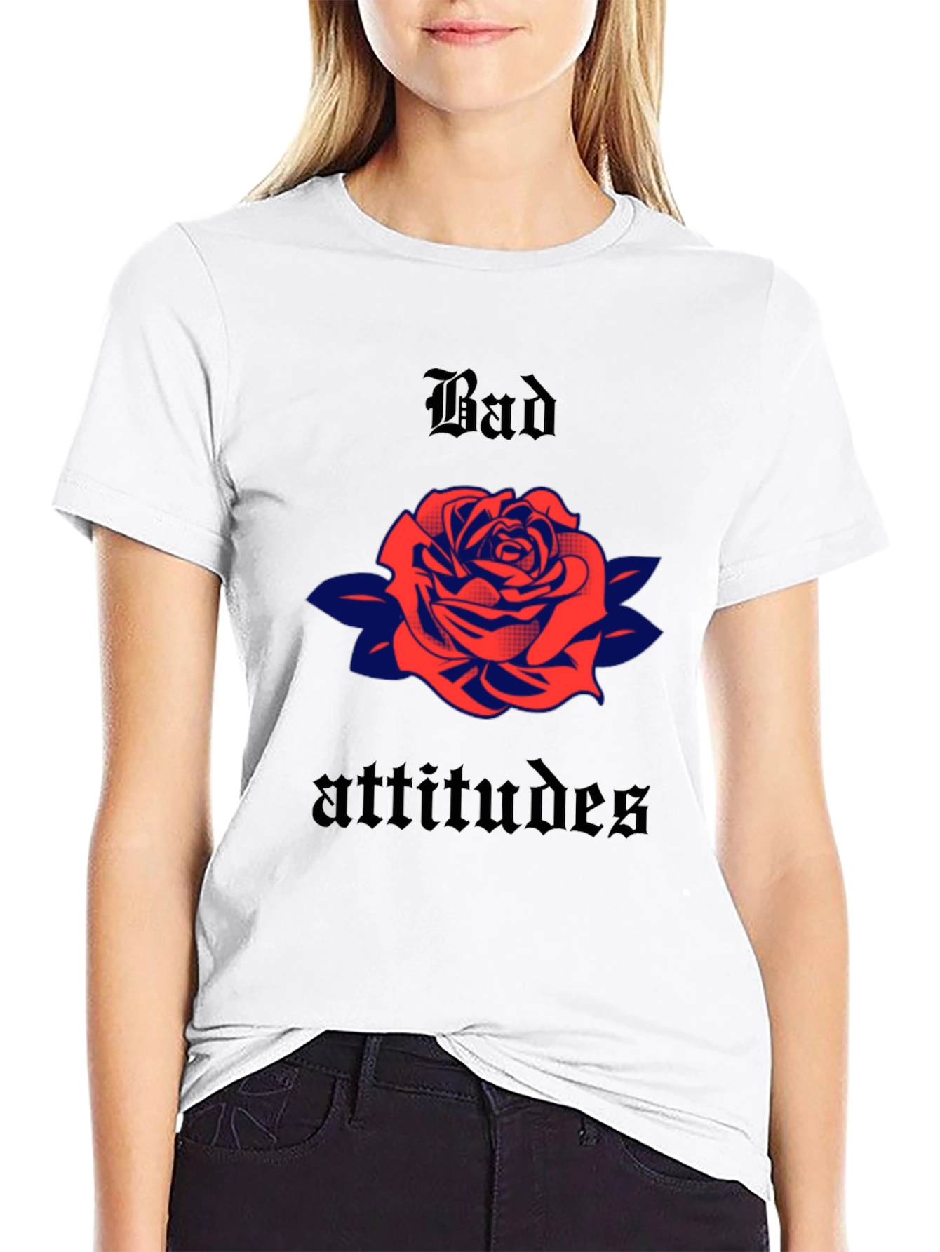 Bad Attitudes Rose Graphic Tee - Classic Style