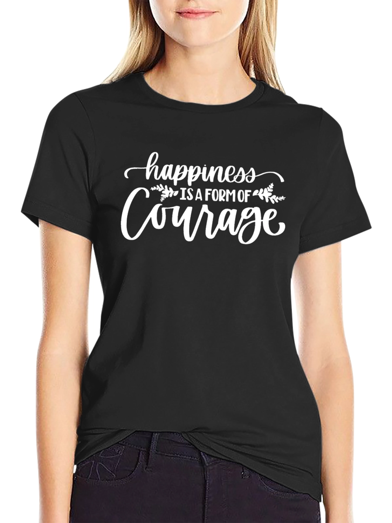 Happiness is Courage Black Graphic Tee