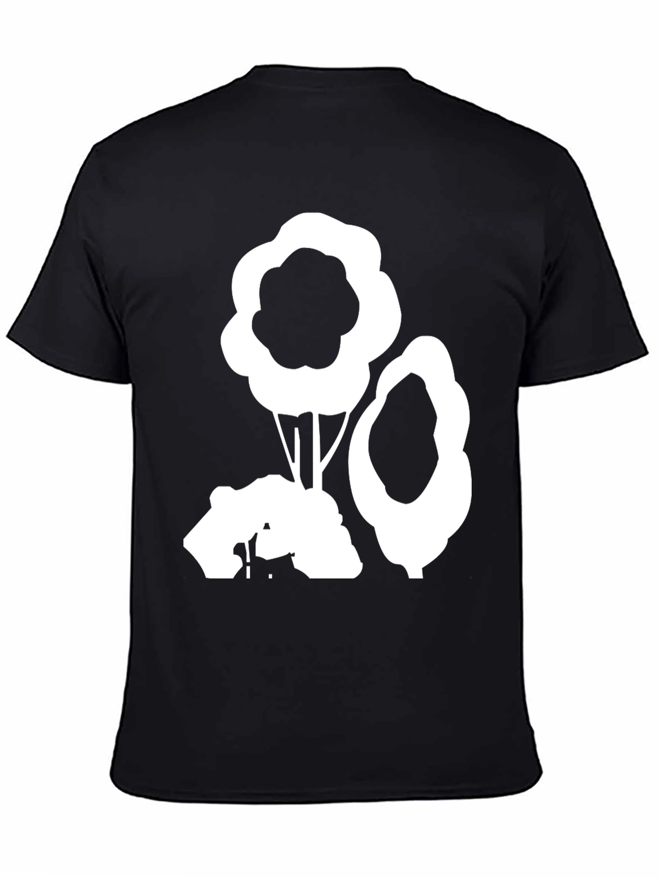 Abstract Tree Graphic Tee - Black Cotton Casual Shirt