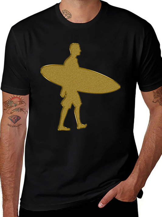Gold Surfer Graphic T-Shirt - Black Cotton Tee