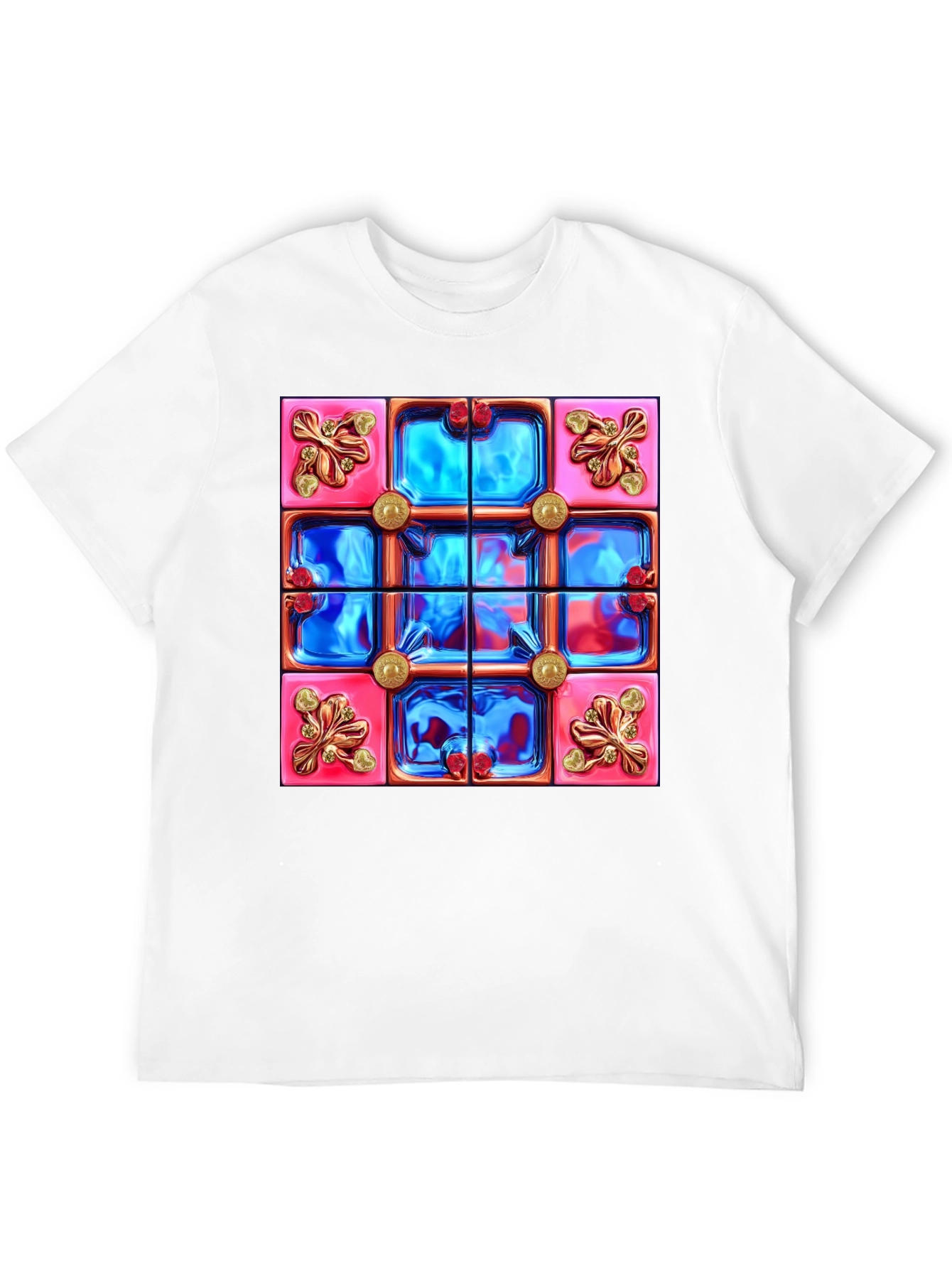 Abstract Tile Design Black T-Shirt