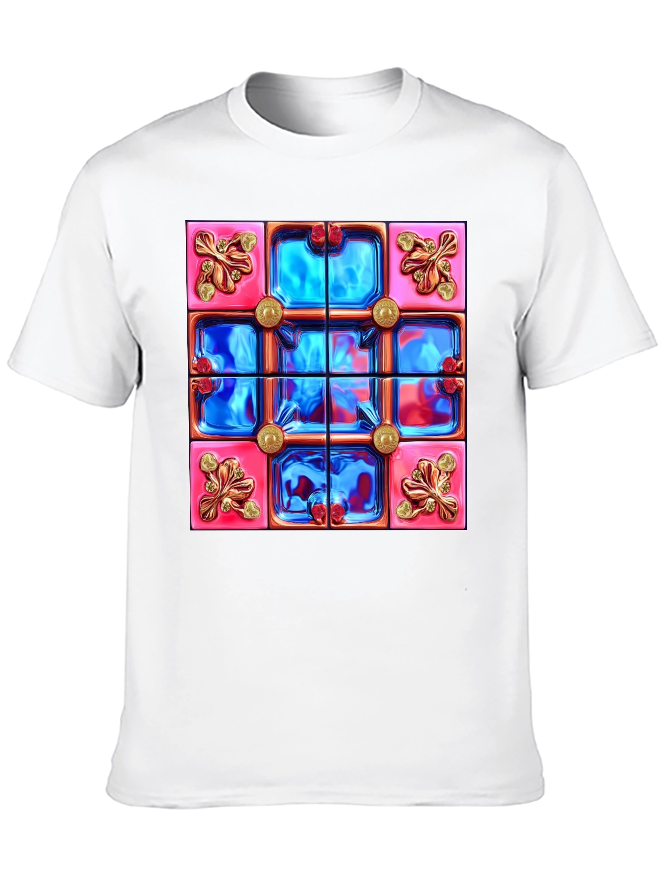 Abstract Tile Design Black T-Shirt