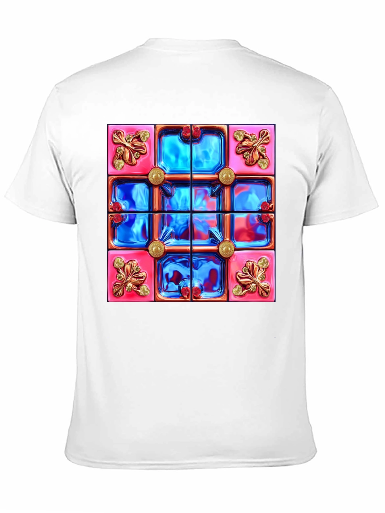 Abstract Tile Design Black T-Shirt