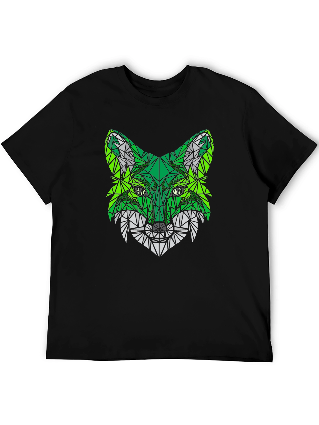 Geometric Fox Head Black T-Shirt