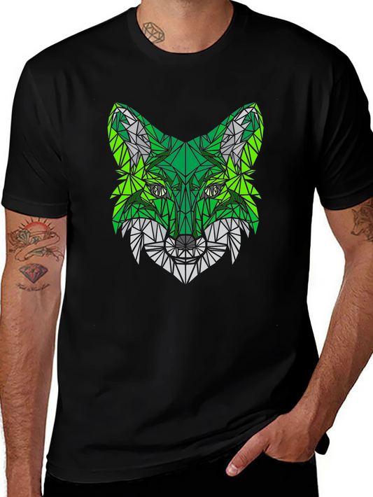 Geometric Fox Head Black T-Shirt
