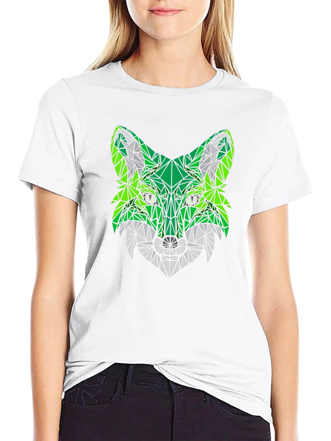Geometric Fox Head Black T-Shirt