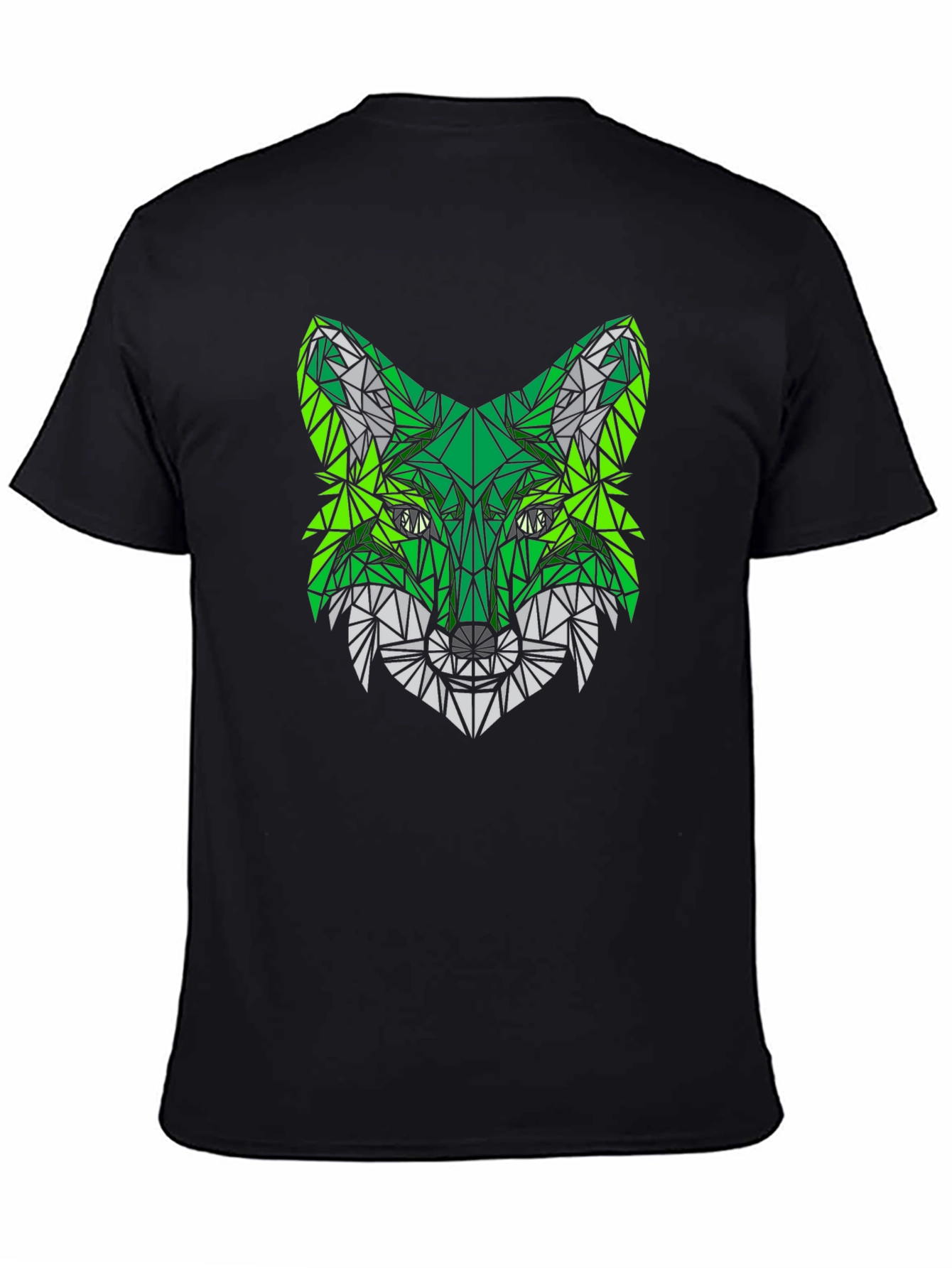 Geometric Fox Head Black T-Shirt