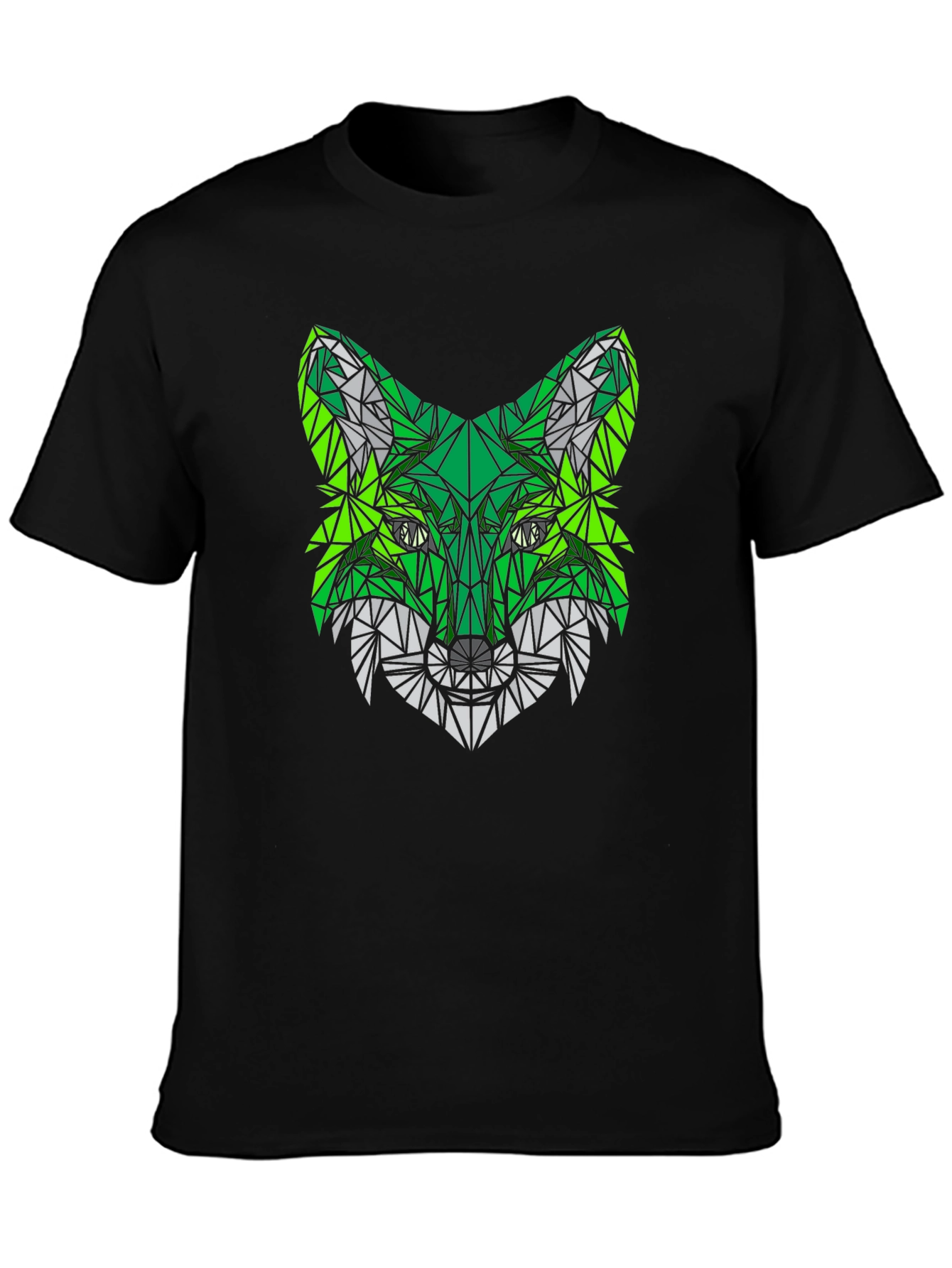 Geometric Fox Head Black T-Shirt