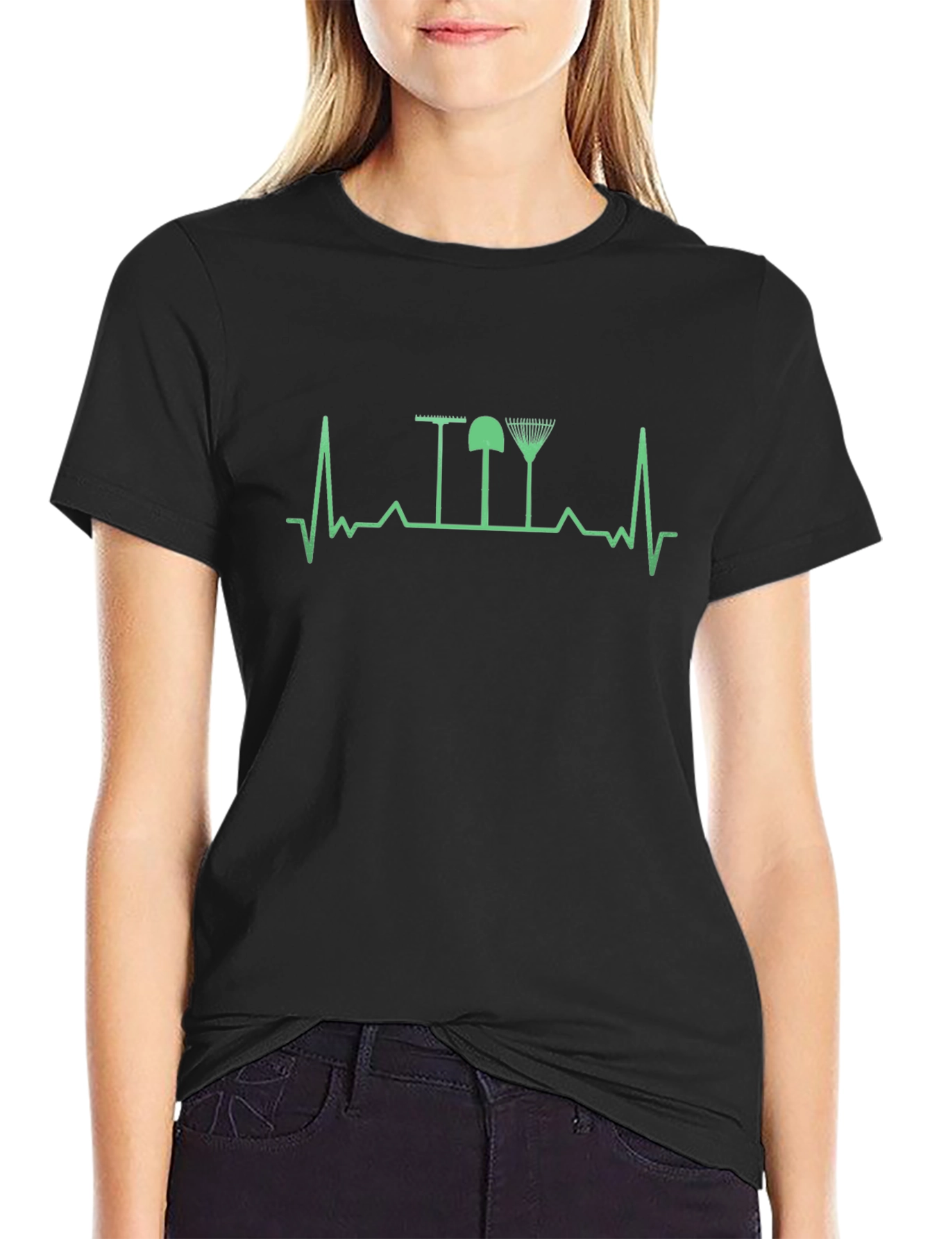 Gardening Heartbeat T-Shirt - Black Graphic Tee