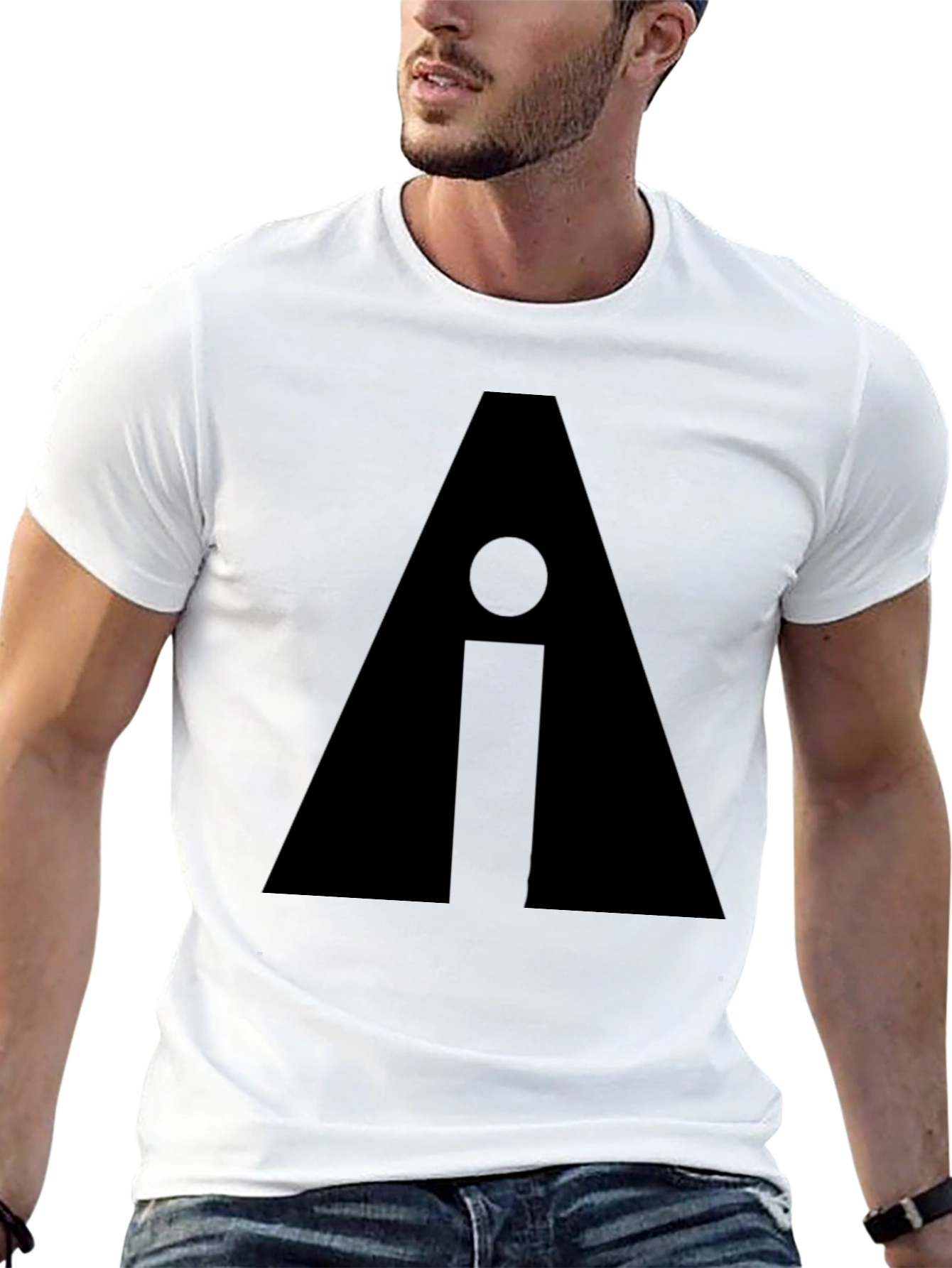 Geometric Graphic Print Black Tee